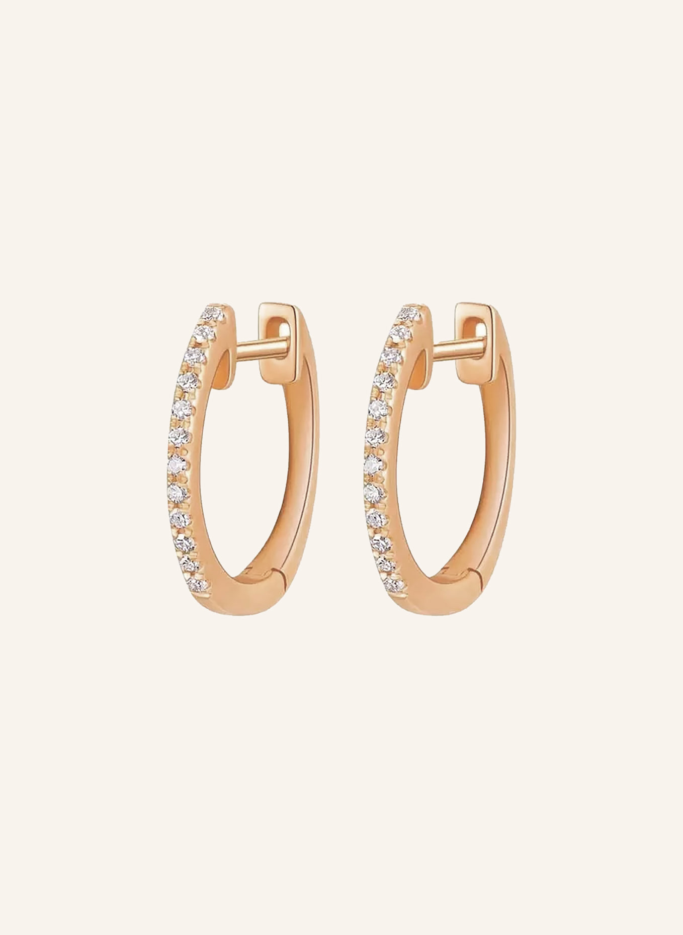 Leaf Creolen CIRCLE XS aus 18 Karat Roségold mit Diamanten: ROSÉGOLD