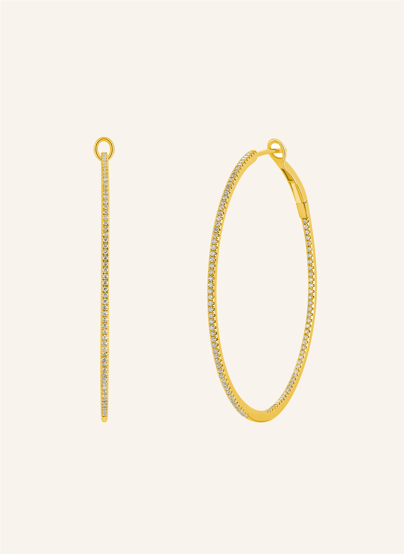 Leaf Creolen CIRCLE XL aus 18 Karat Gelbgold mit Diamanten: GOLD