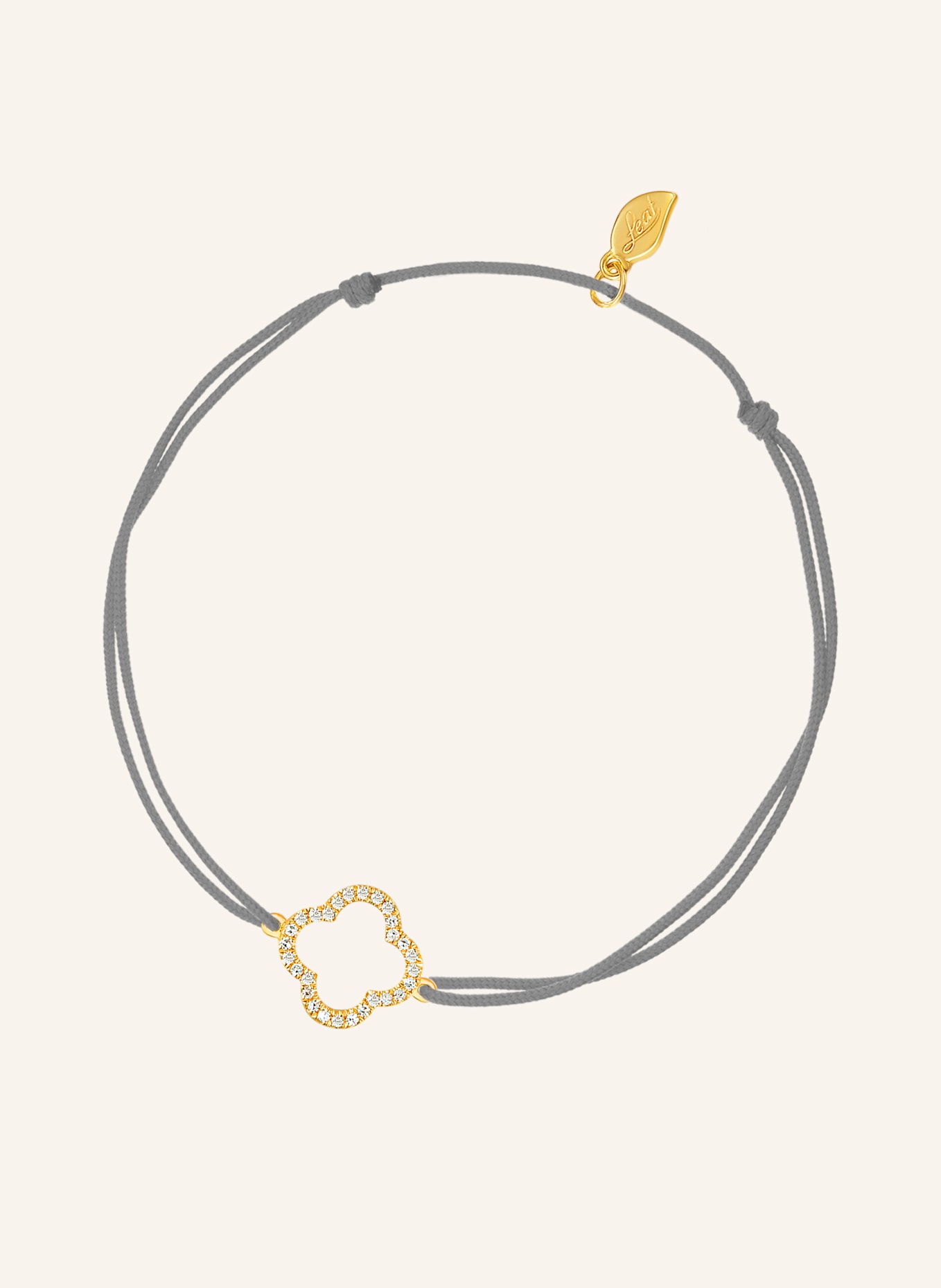 Leaf Freundschaftsarmband CLOVER aus 18 Karat Gelbgold mit Diamanten: GRAU