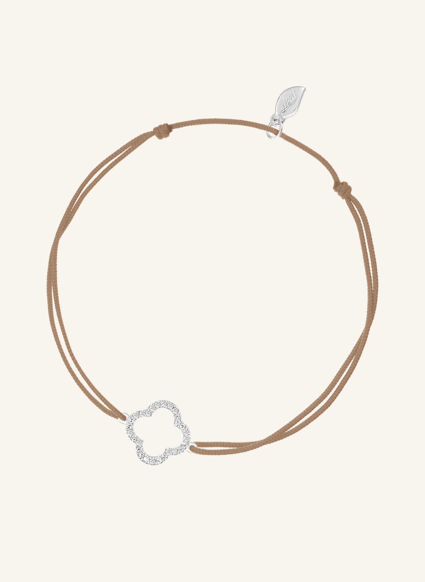 Leaf Freundschaftsarmband CLOVER aus 18 Karat Weißgold mit Diamanten: BEIGE