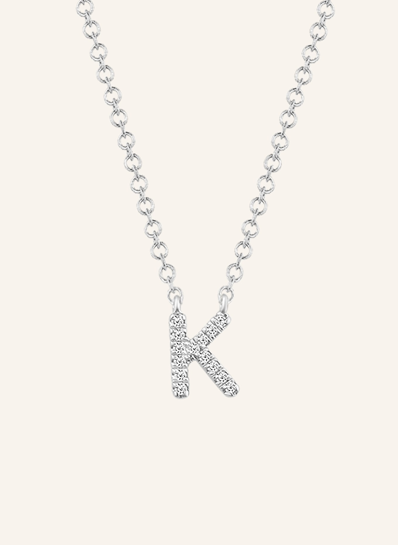 Leaf INITIALIEN Halskette „K“ aus 14 Karat Weißgold mit Diamanten: WEISSGOLD