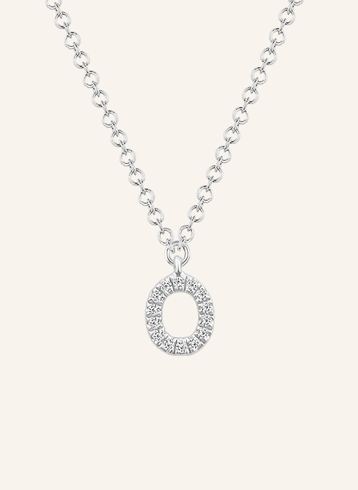 Leaf INITIALIEN Halskette „O“ aus 14 Karat Weißgold mit Diamanten: WEISSGOLD