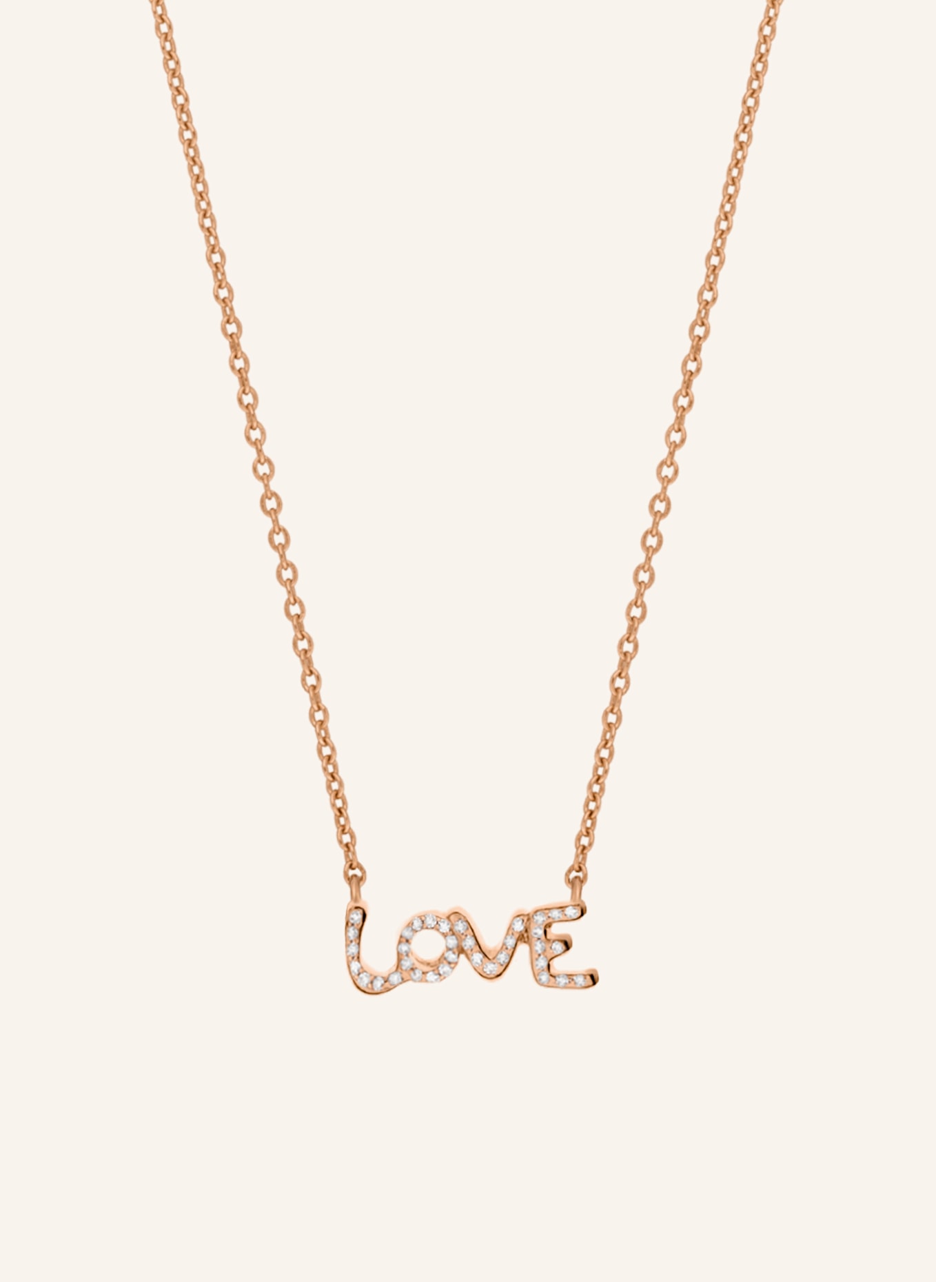 Leaf Halskette TINY LOVE aus 14 Karat Roségold mit Diamanten: ROSÉGOLD