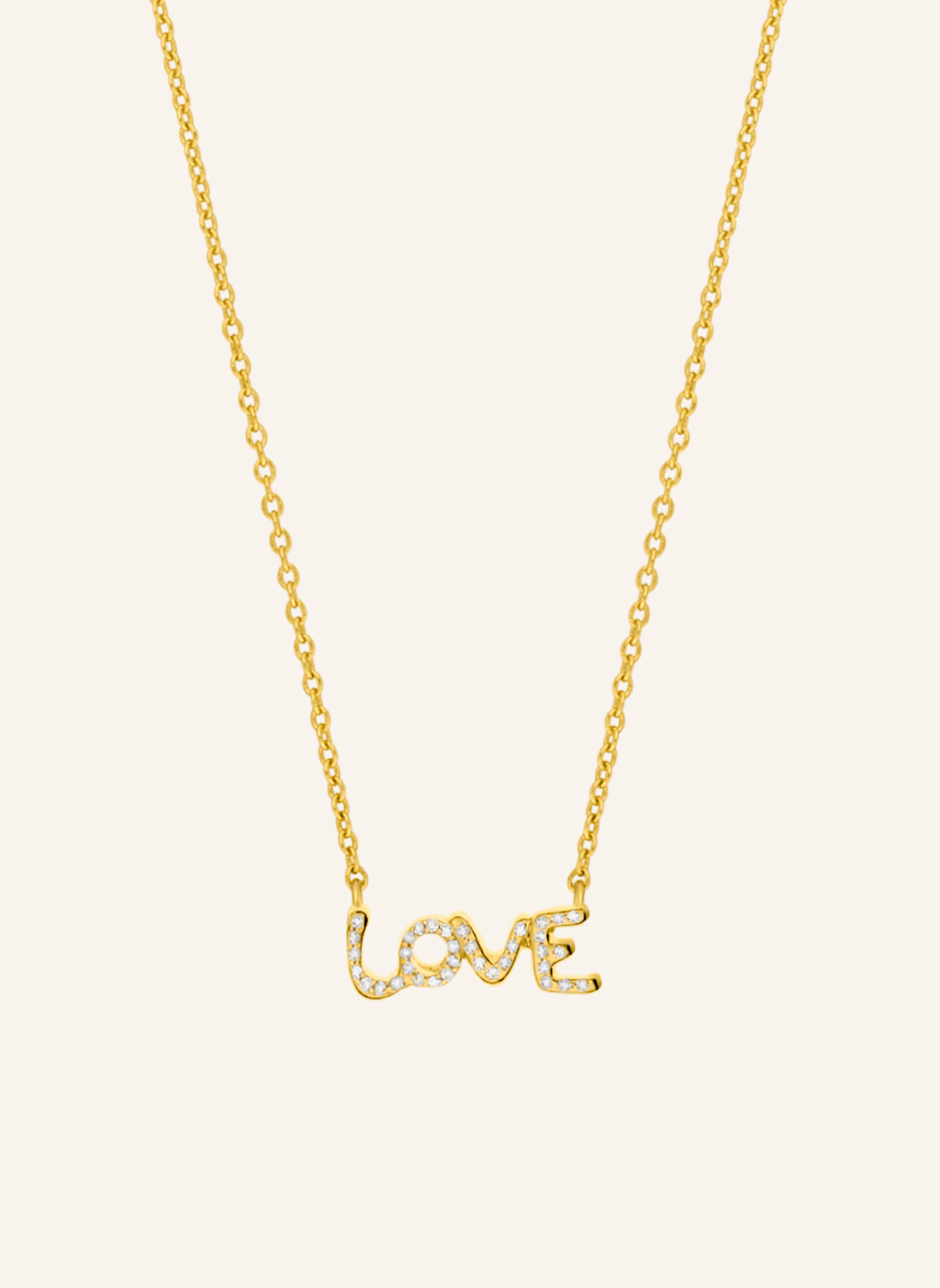 Leaf Halskette TINY LOVE aus 14 Karat Gelbgold mit Diamanten: GOLD