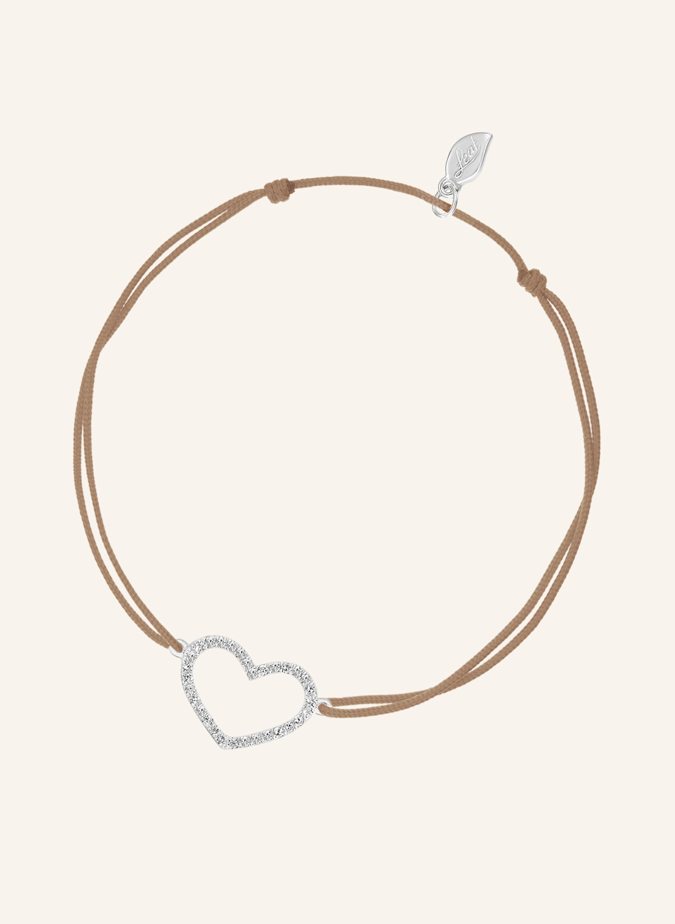 Leaf Freundschaftsarmband HEART aus 18 Karat Weißgold mit Diamanten: BEIGE
