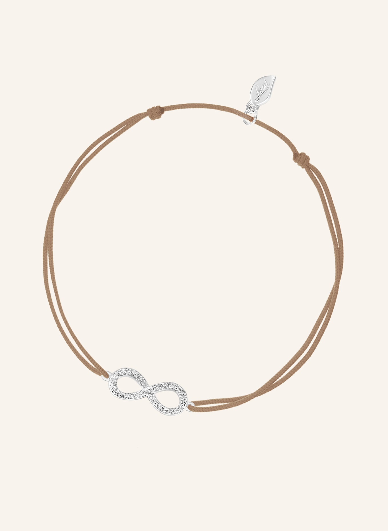 Leaf Freundschaftsarmband INFINITY aus 18 Karat Weißgold mit Diamanten: BEIGE