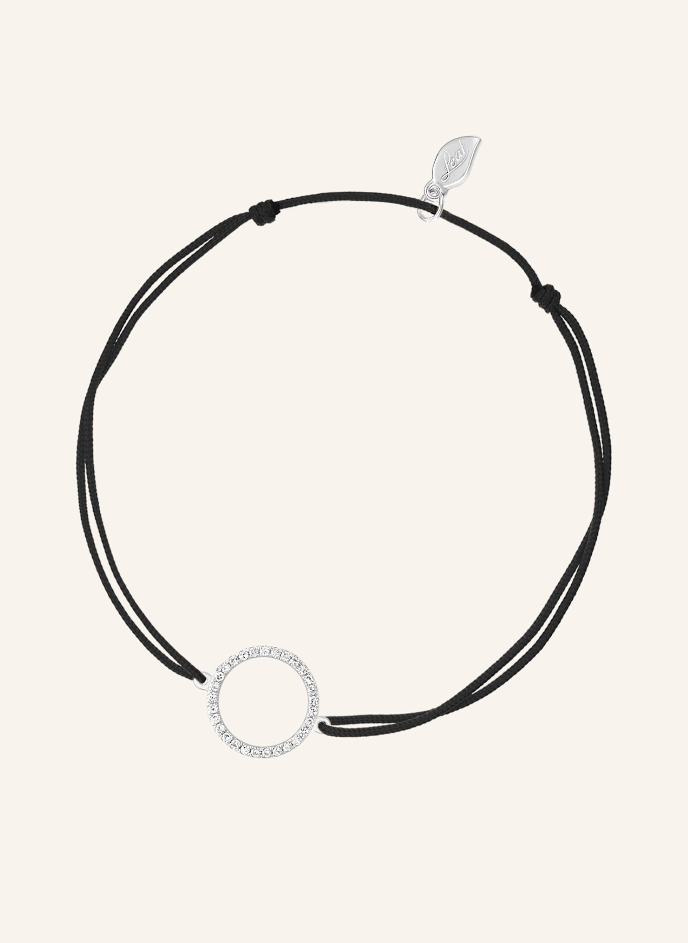 Leaf Freundschaftsarmband CIRCLE aus 18 Karat Weißgold mit Diamanten: SCHWARZ