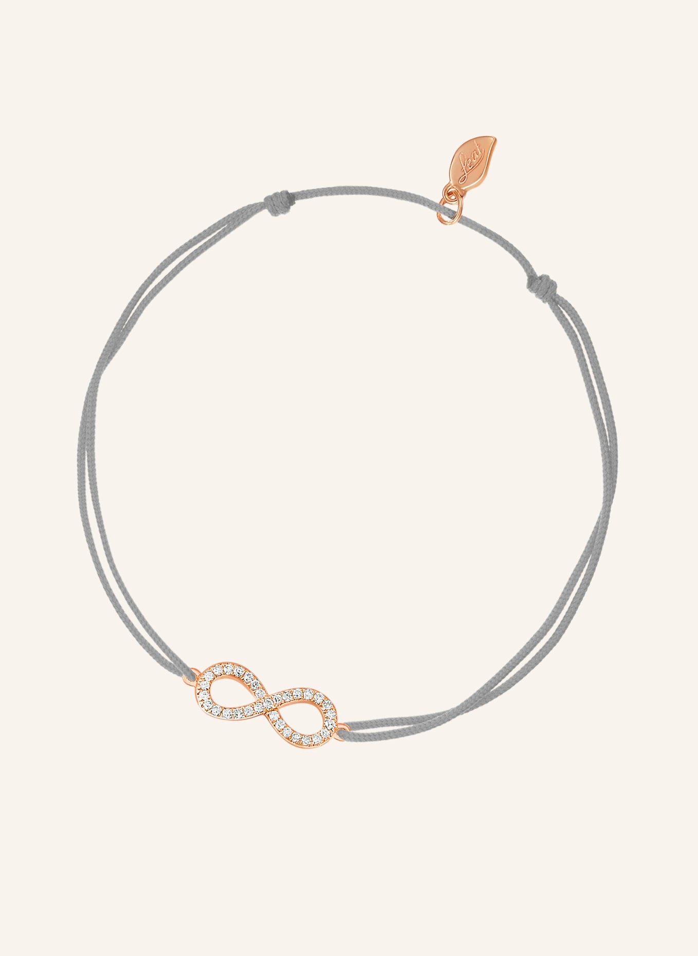 Leaf Freundschaftsarmband INFINITY aus 18 Karat Roségold mit Diamanten: GRAU