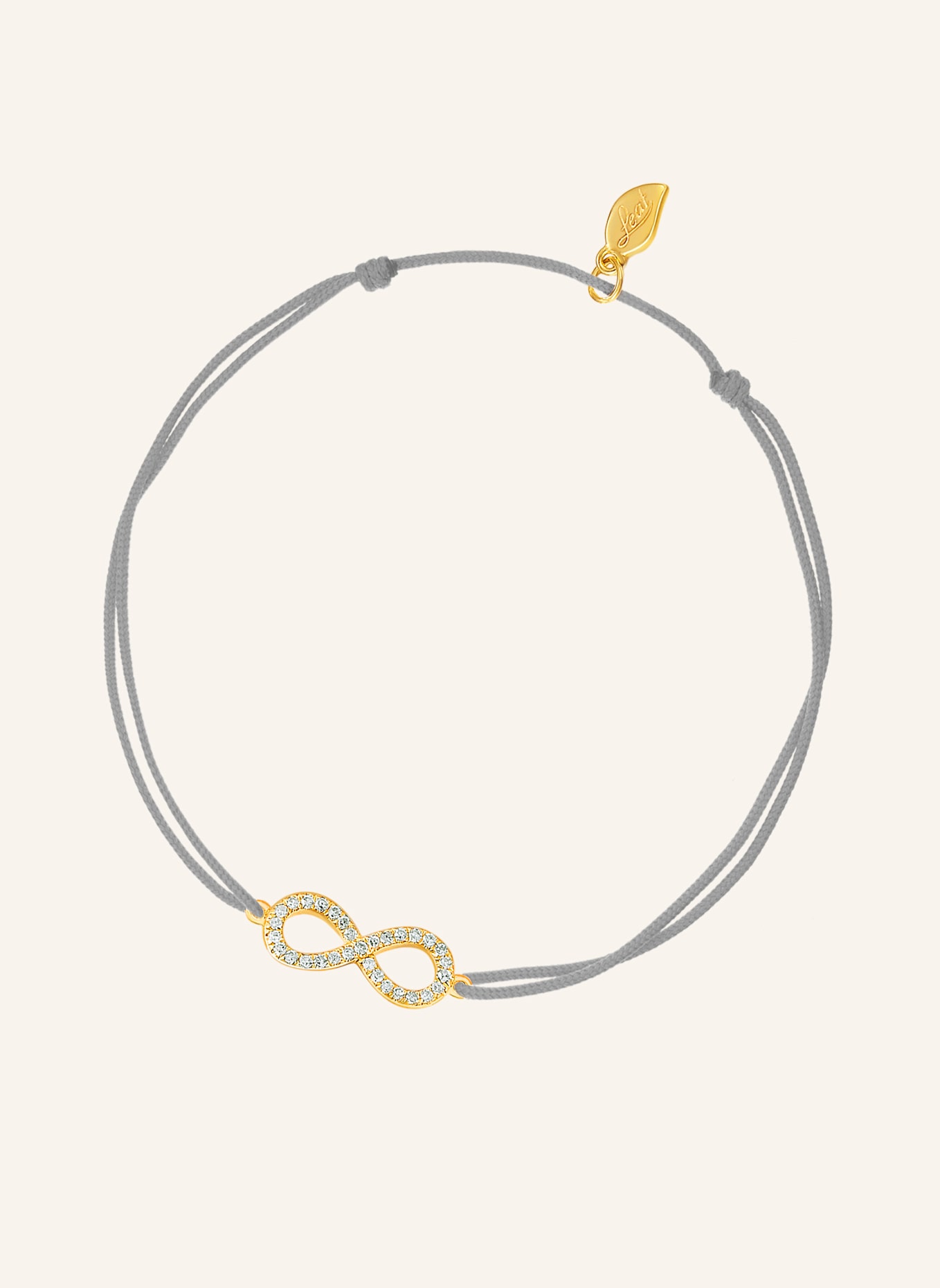 Leaf Freundschaftsarmband INFINITY aus 18 Karat Gelbgold mit Diamanten: GRAU