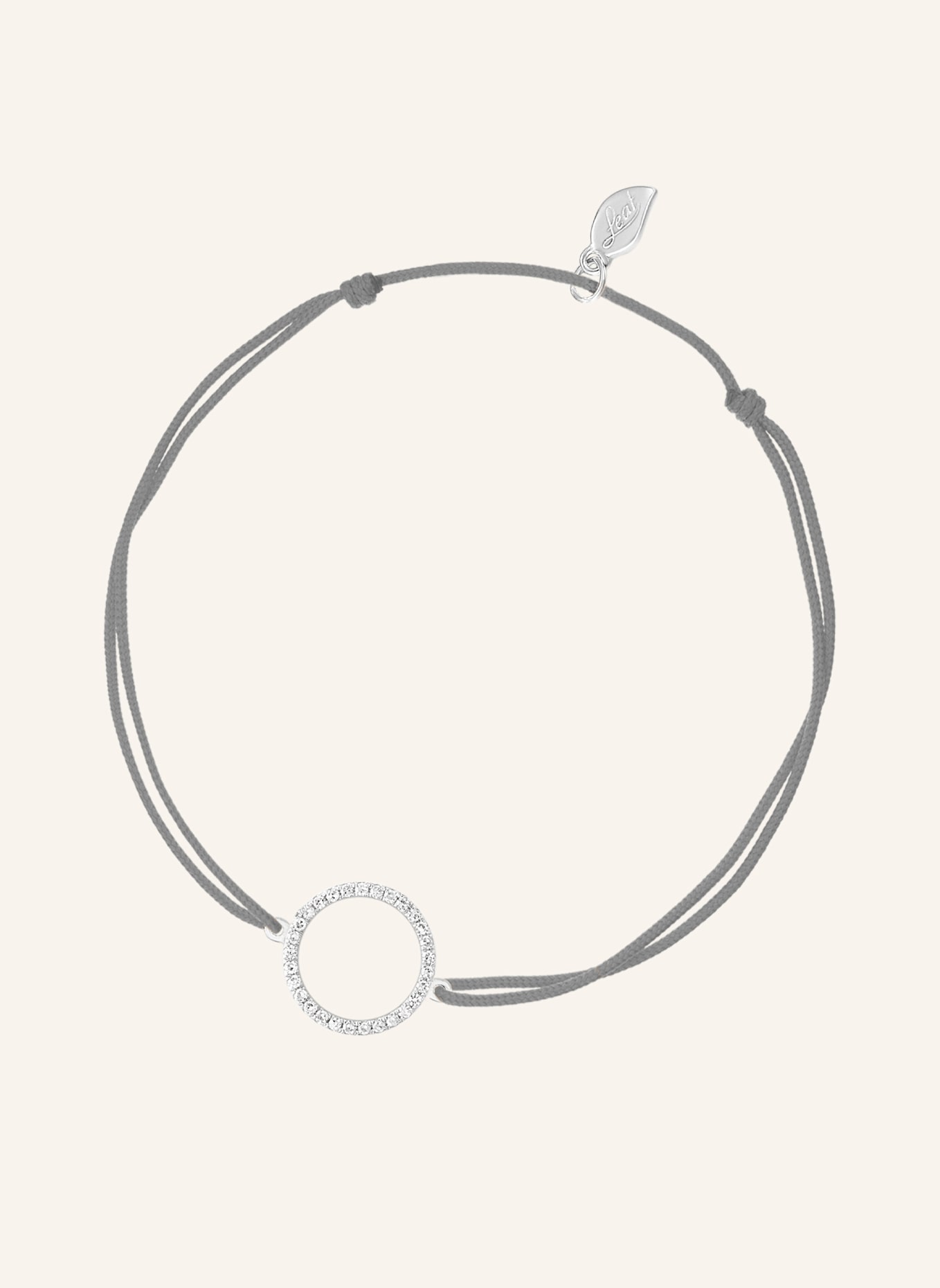 Leaf Freundschaftsarmband CIRCLE aus 18 Karat Weißgold mit Diamanten: GRAU