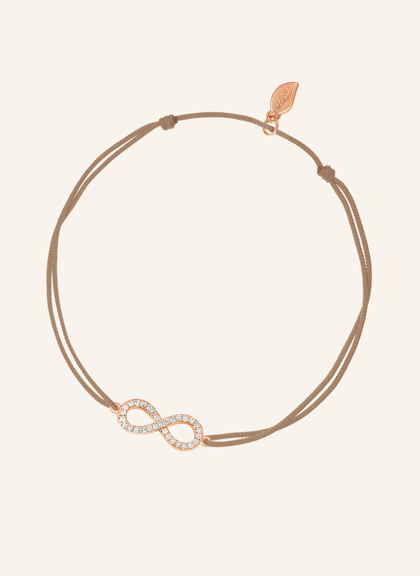 Leaf Freundschaftsarmband INFINITY aus 18 Karat Roségold mit Diamanten: BEIGE