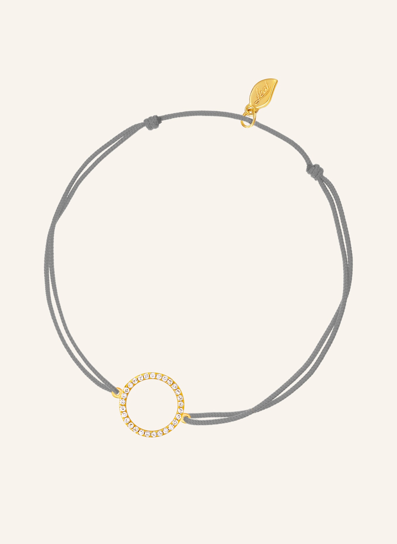 Leaf Freundschaftsarmband CIRCLE aus 18 Karat Gelbgold mit Diamanten: GRAU