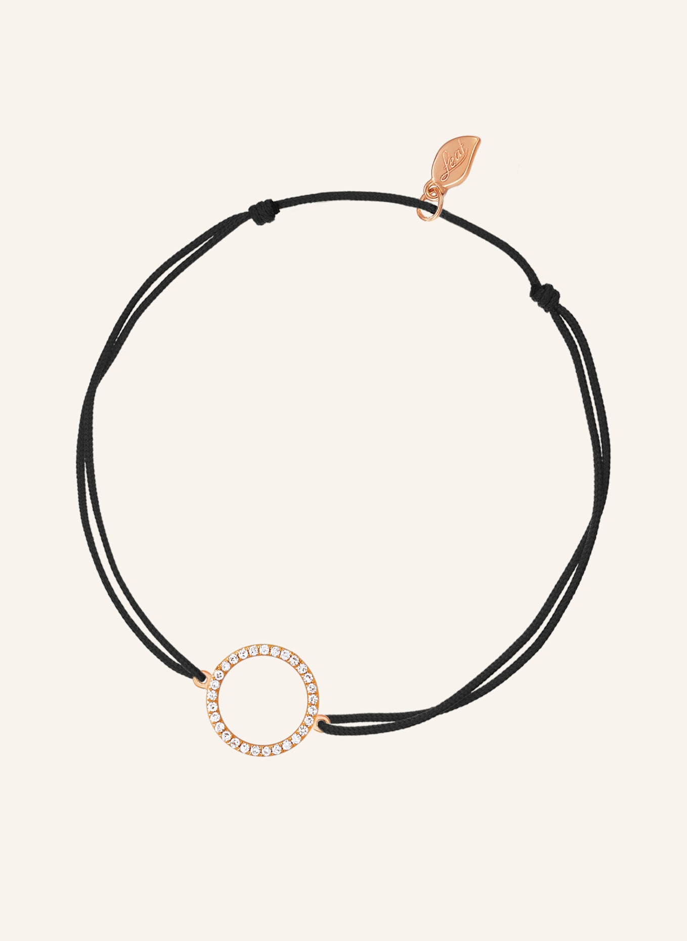 Leaf Freundschaftsarmband CIRCLE aus 18 Karat Roségold mit Diamanten: SCHWARZ
