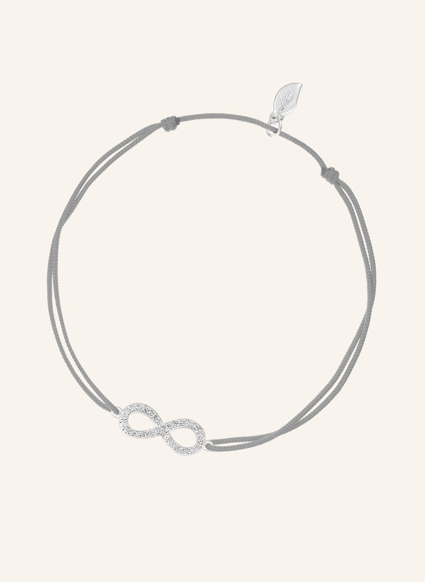 Leaf Freundschaftsarmband INFINITY aus 18 Karat Weißgold mit Diamanten: GRAU