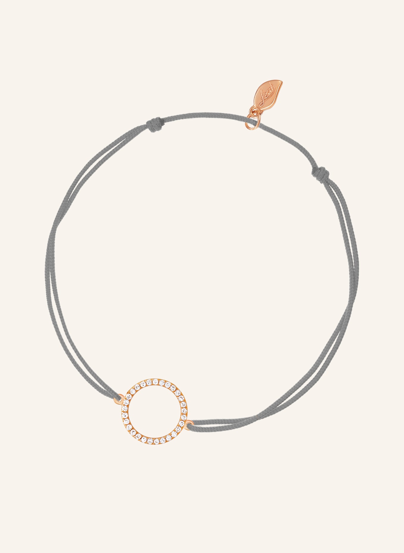 Leaf Freundschaftsarmband CIRCLE aus 18 Karat Roségold mit Diamanten: GRAU