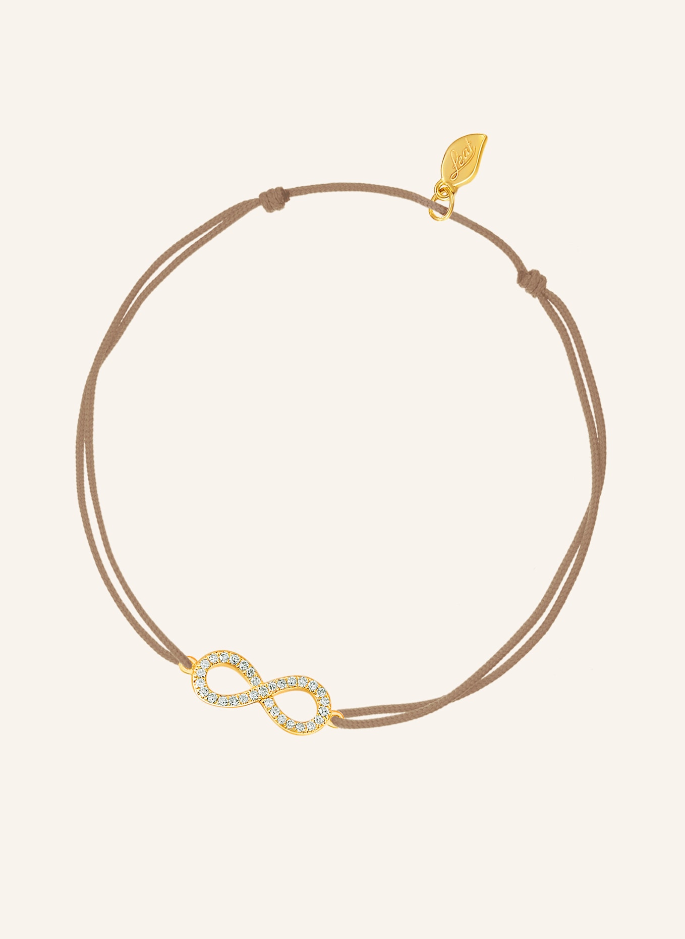 Leaf Freundschaftsarmband INFINITY aus 18 Karat Gelbgold mit Diamanten: BEIGE