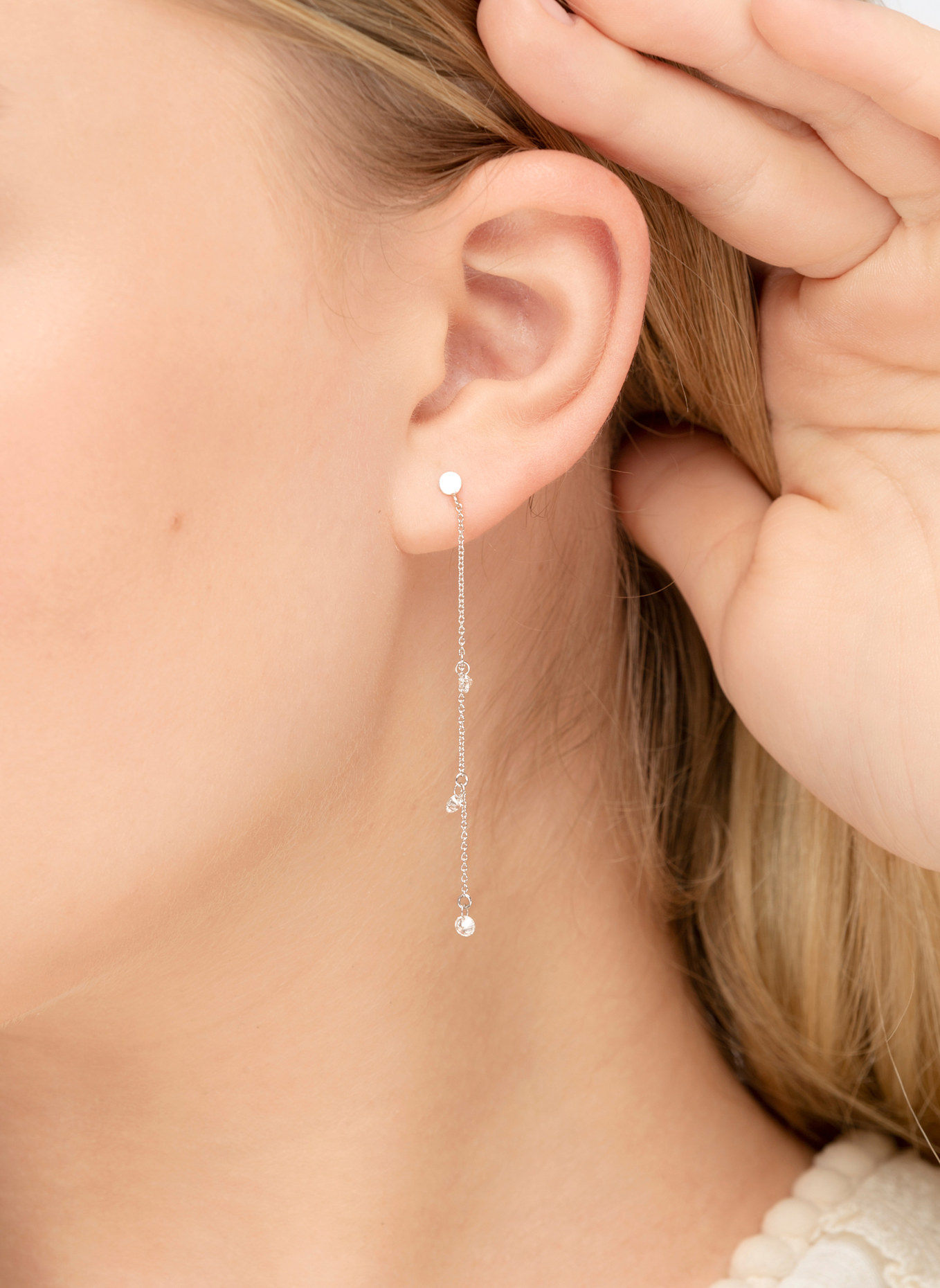 Leaf Ohrhänger PURE CHAIN aus 18 Karat Weißgold mit Diamanten: WEISSGOLD