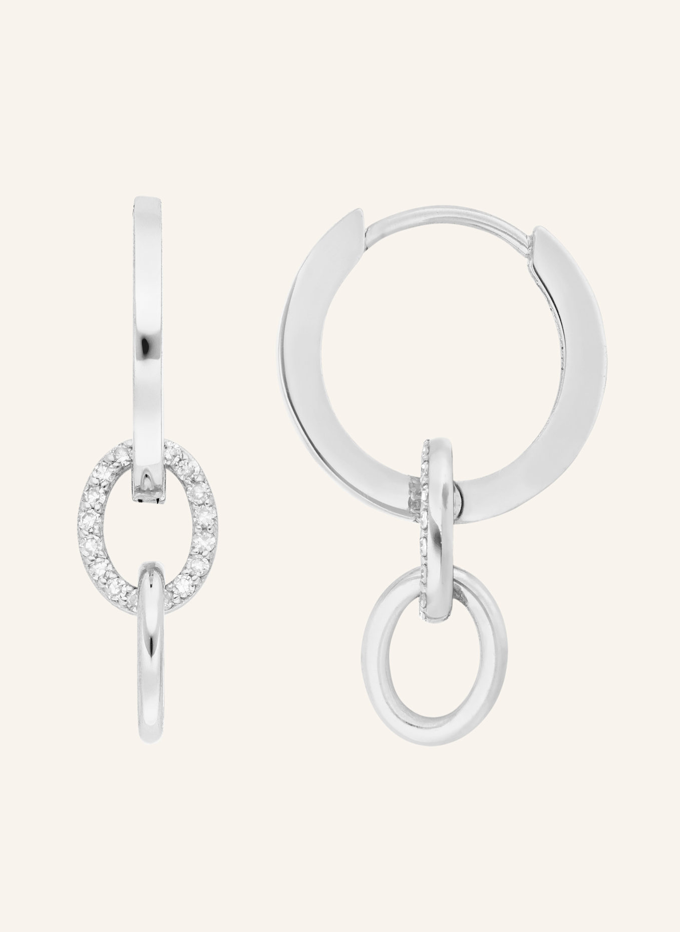 Leaf Creolen ETERNAL TOUCH aus 14 Karat Weißgold mit Diamanten: WEISSGOLD