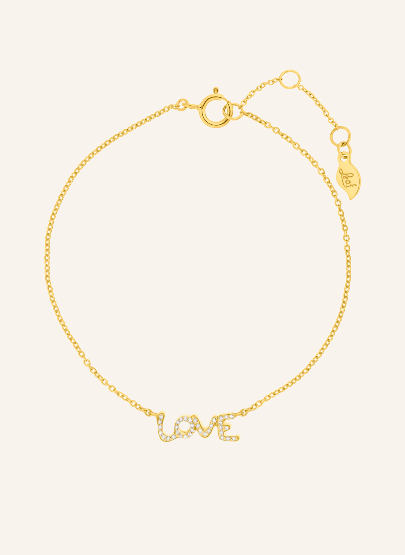Leaf Armband TINY LOVE aus 14 Karat Gelbgold mit Diamanten: GOLD