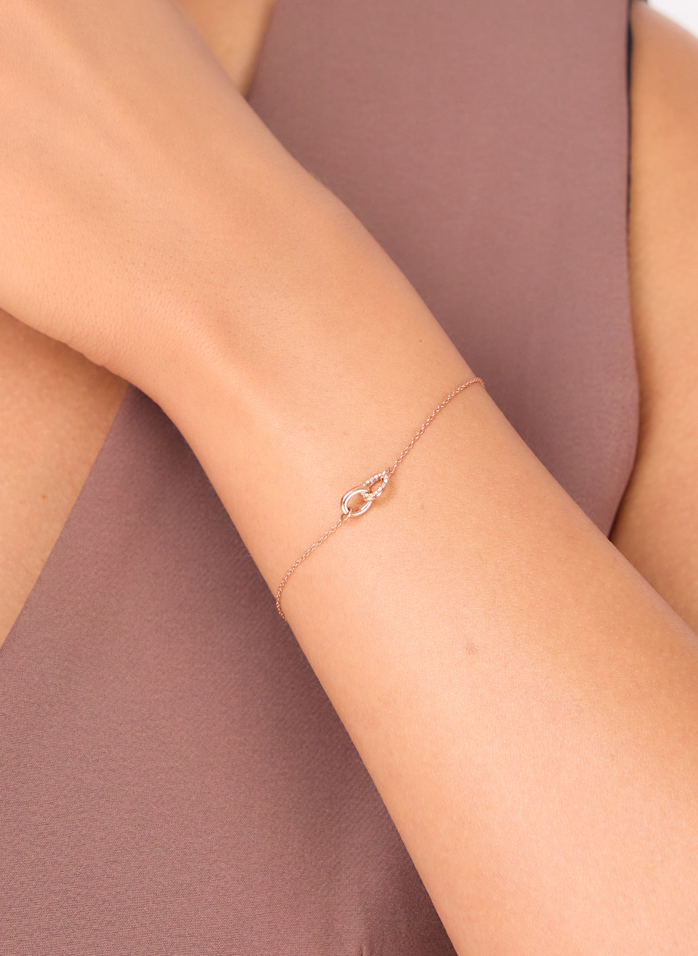 Leaf Armband ETERNAL TOUCH aus 14 Karat Roségold mit Diamanten: ROSÉGOLD