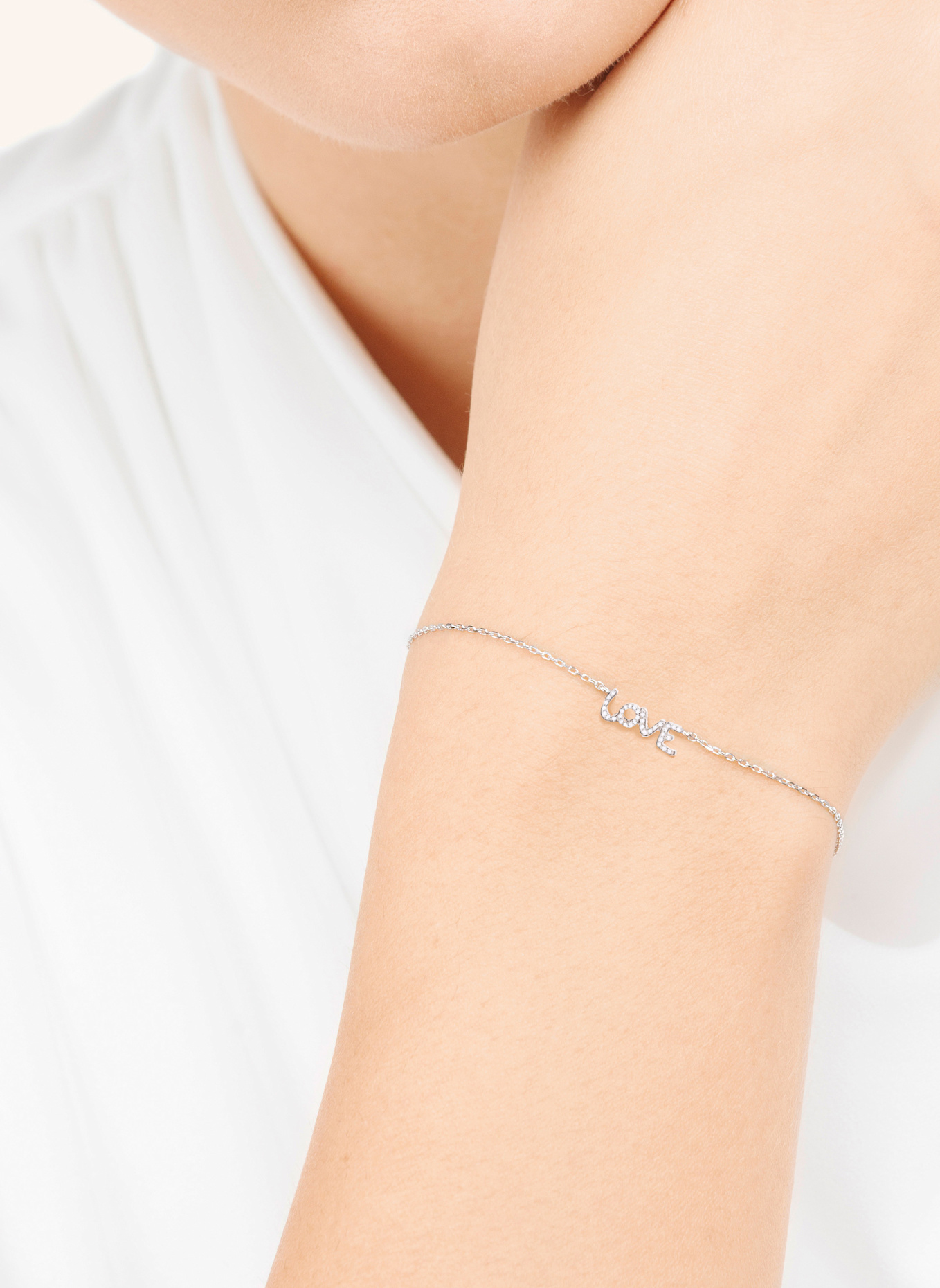 Leaf Armband TINY LOVE aus 14 Karat Weißgold mit Diamanten: WEISSGOLD