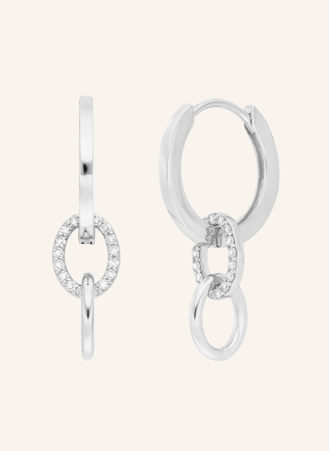 Leaf Creolen ETERNAL TOUCH aus 14 Karat Weißgold mit Diamanten: WEISSGOLD