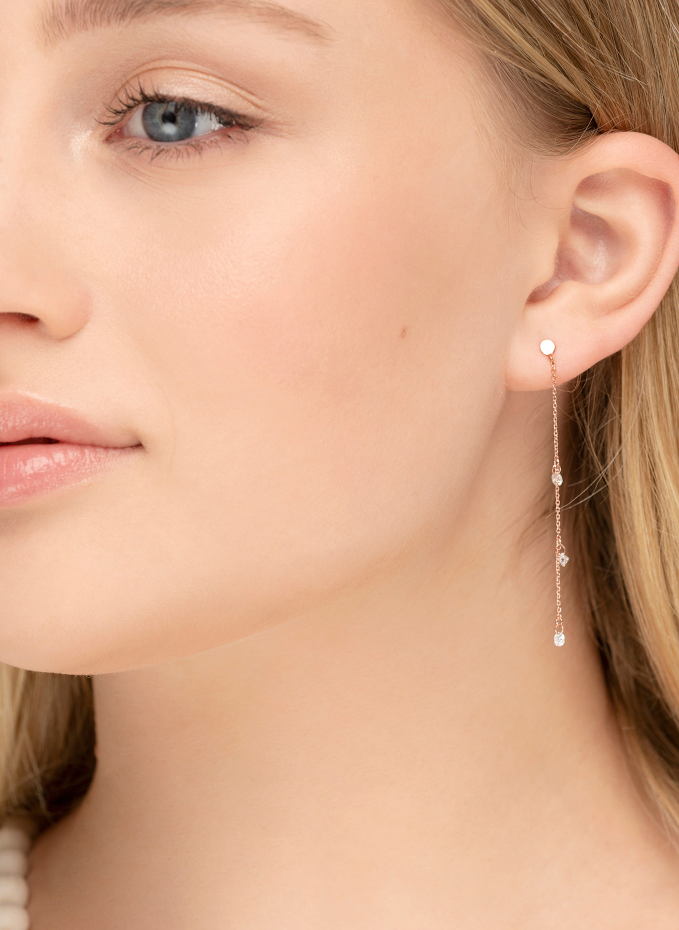 Leaf Ohrhänger PURE CHAIN aus 18 Karat Rosébgold mit Diamanten: ROSÉGOLD