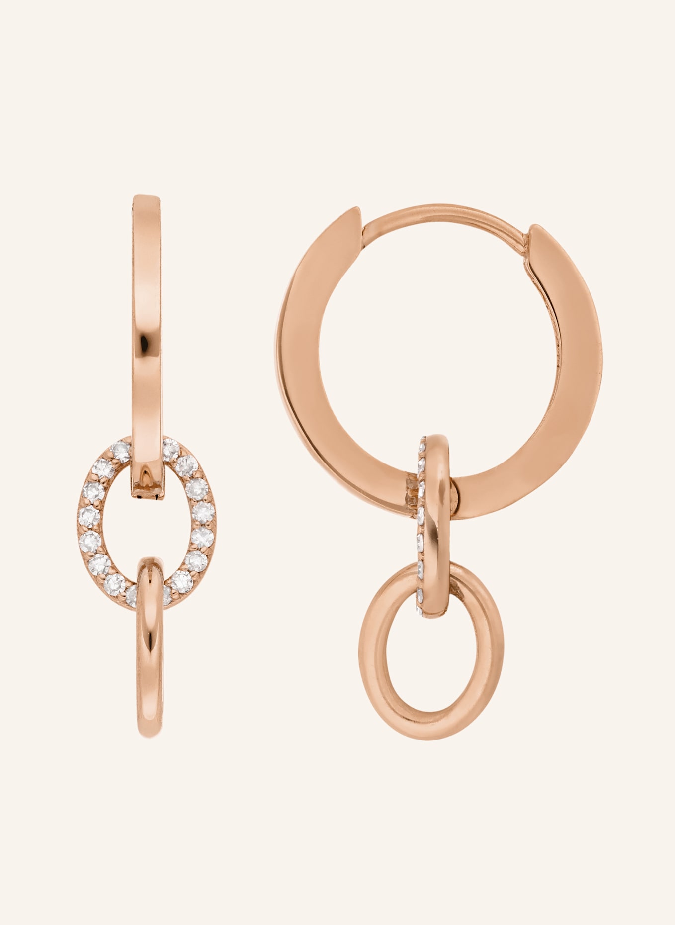 Leaf Creolen ETERNAL TOUCH aus 14 Karat Roségold mit Diamanten: ROSÉGOLD