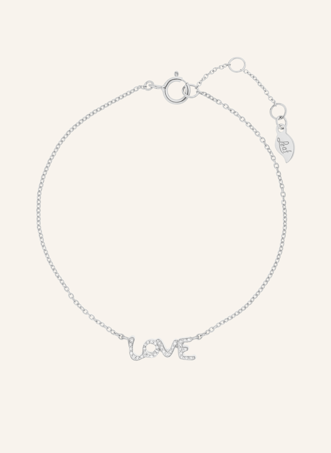 Leaf Armband TINY LOVE aus 14 Karat Weißgold mit Diamanten: WEISSGOLD