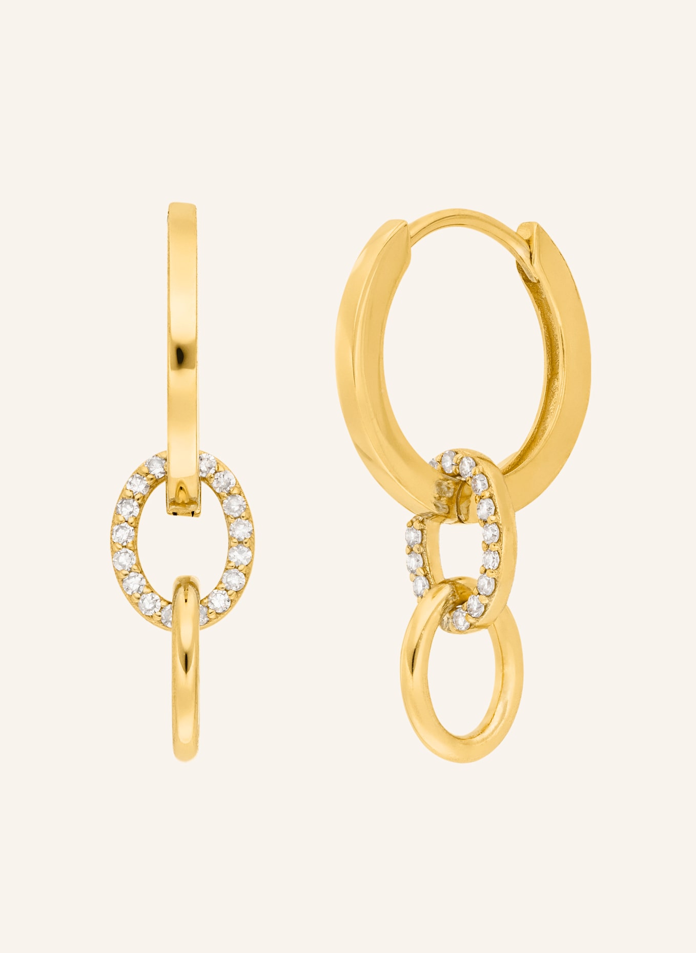 Leaf Creolen ETERNAL TOUCH aus 14 Karat Gelbgold mit Diamanten: GOLD