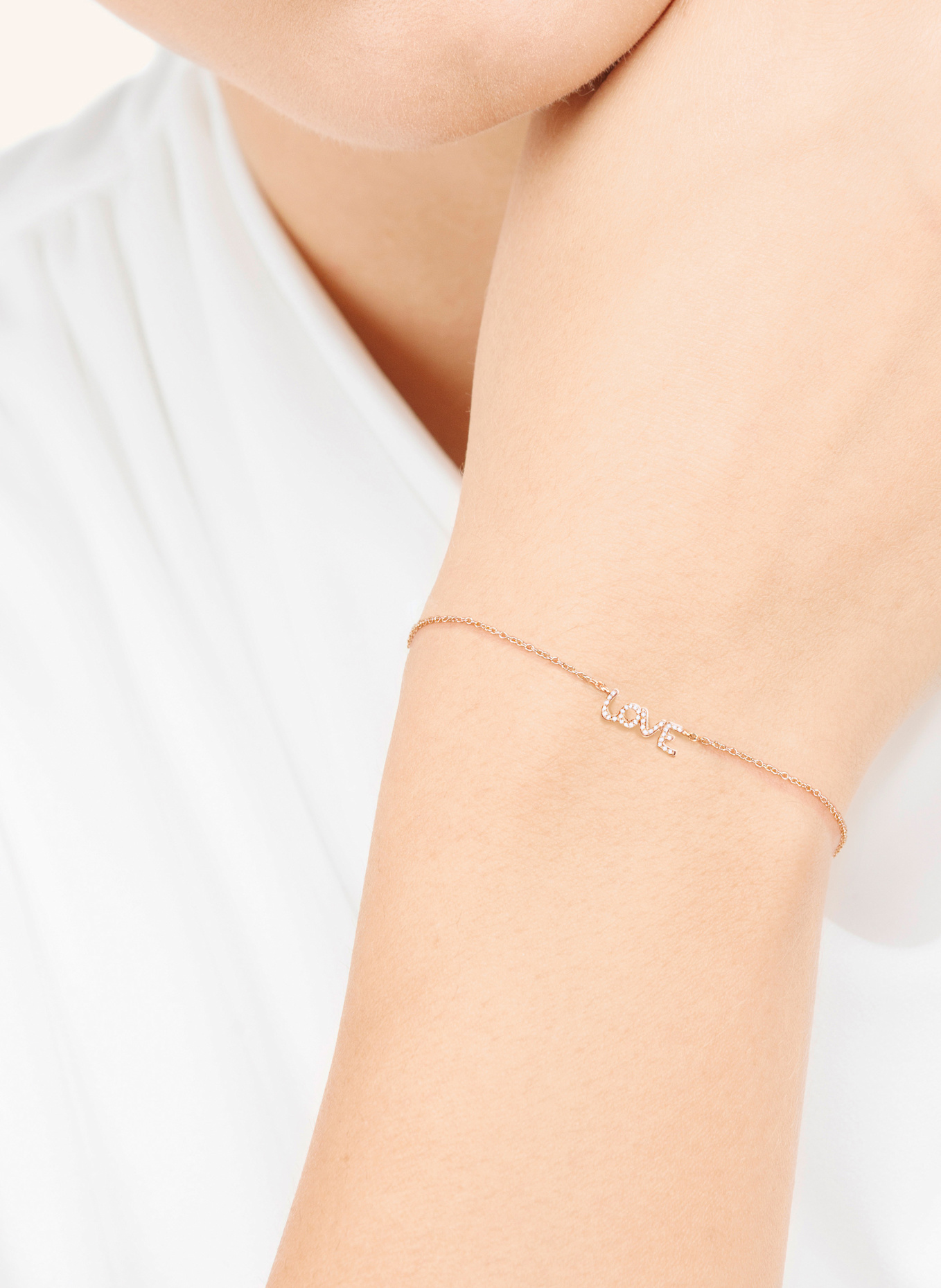 Leaf Armband TINY LOVE aus 14 Karat Roségold mit Diamanten: ROSÉGOLD