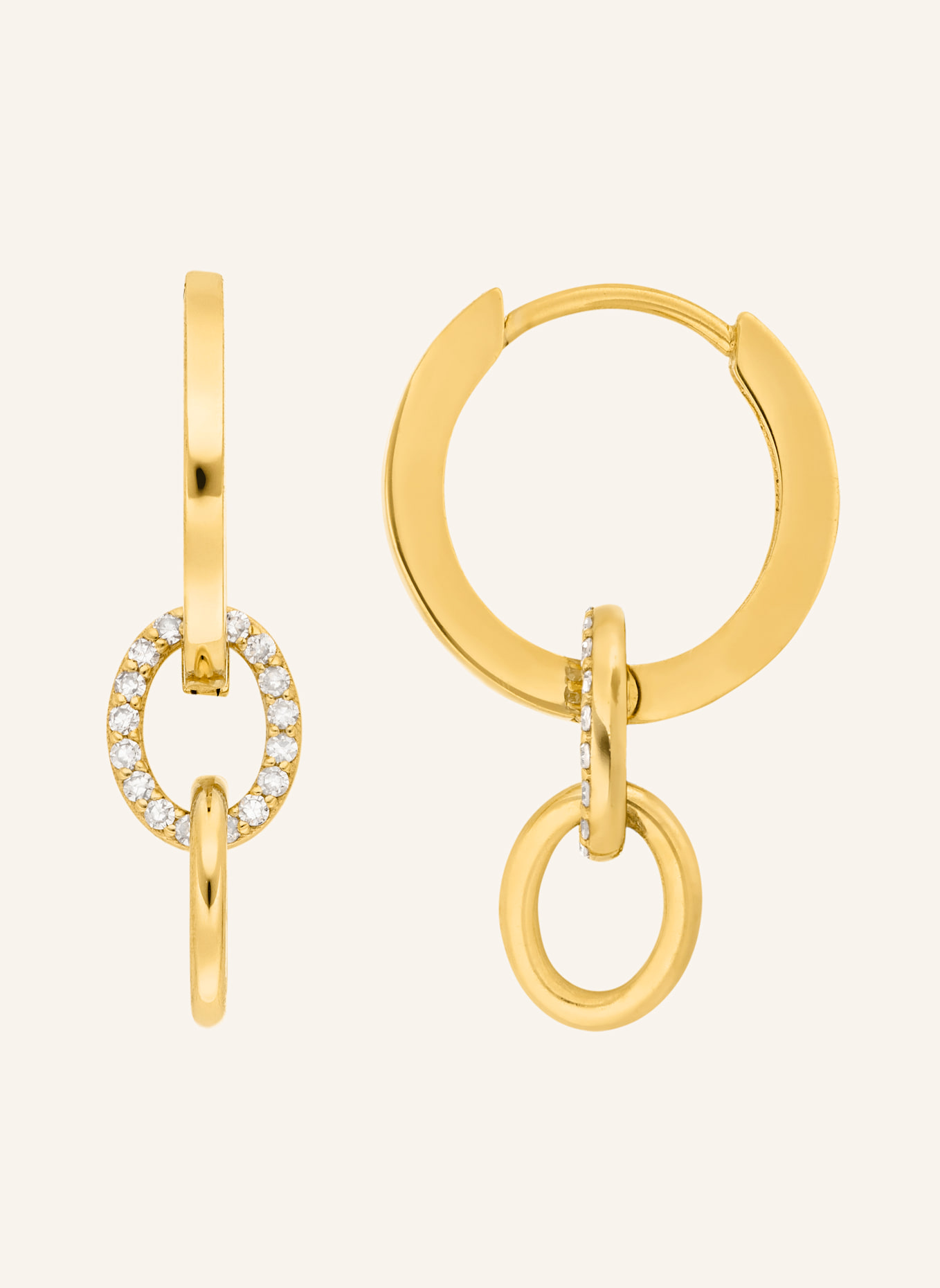 Leaf Creolen ETERNAL TOUCH aus 14 Karat Gelbgold mit Diamanten: GOLD