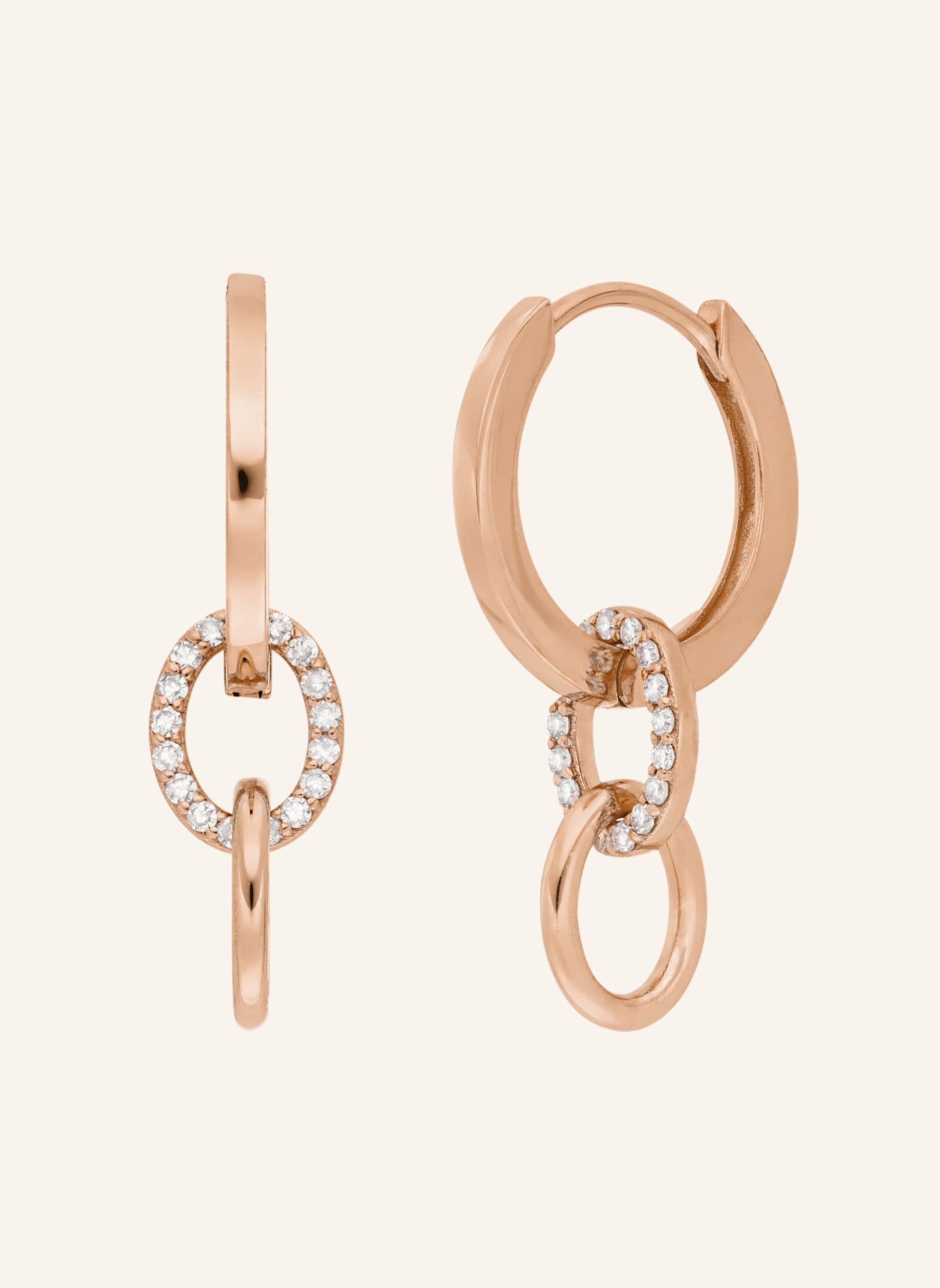 Leaf Creolen ETERNAL TOUCH aus 14 Karat Roségold mit Diamanten: ROSÉGOLD