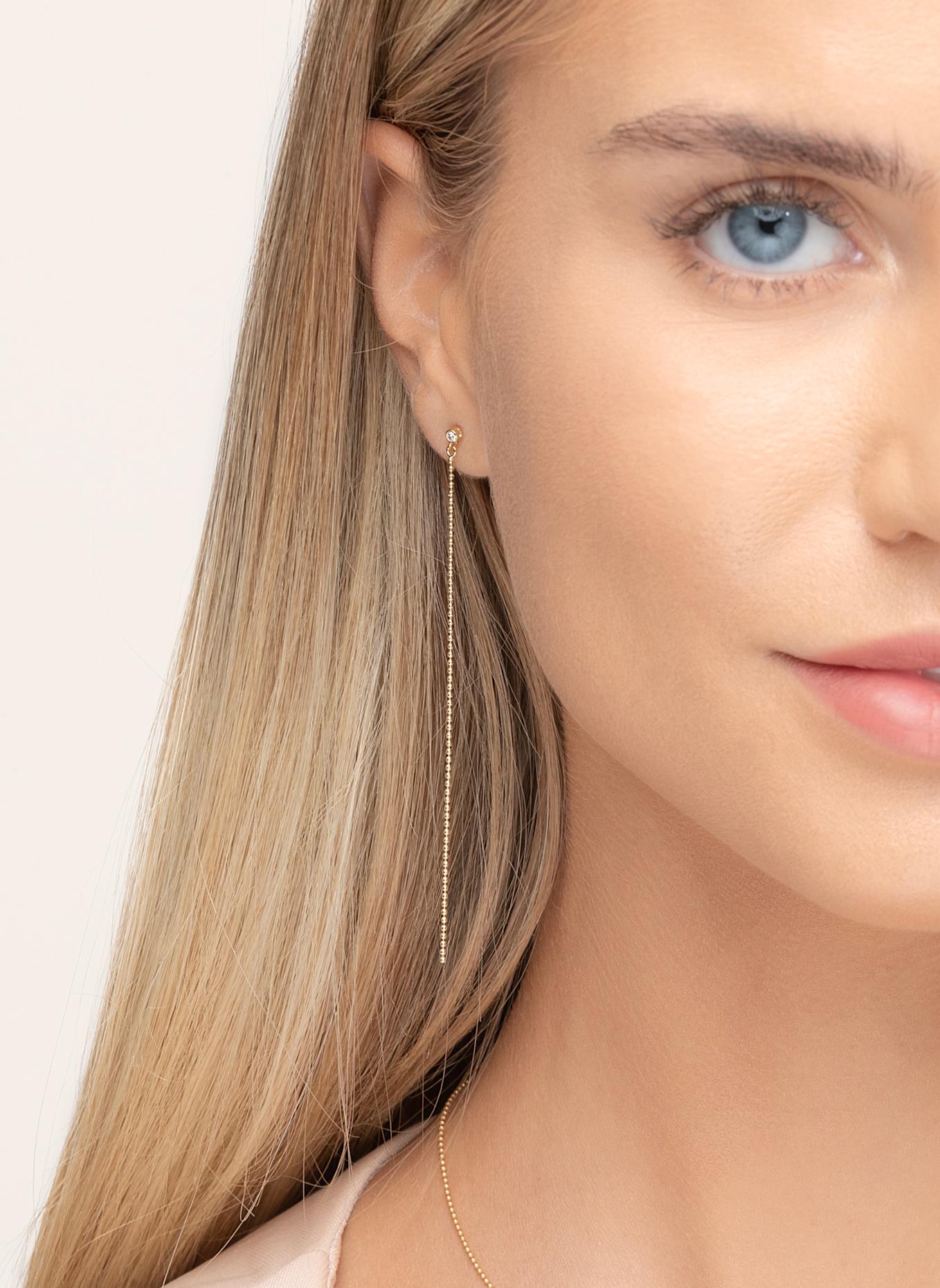 Leaf Ohrstecker MY FIRST DIAMOND - Ball Chain aus 14 Karat Gelbgold: GOLD