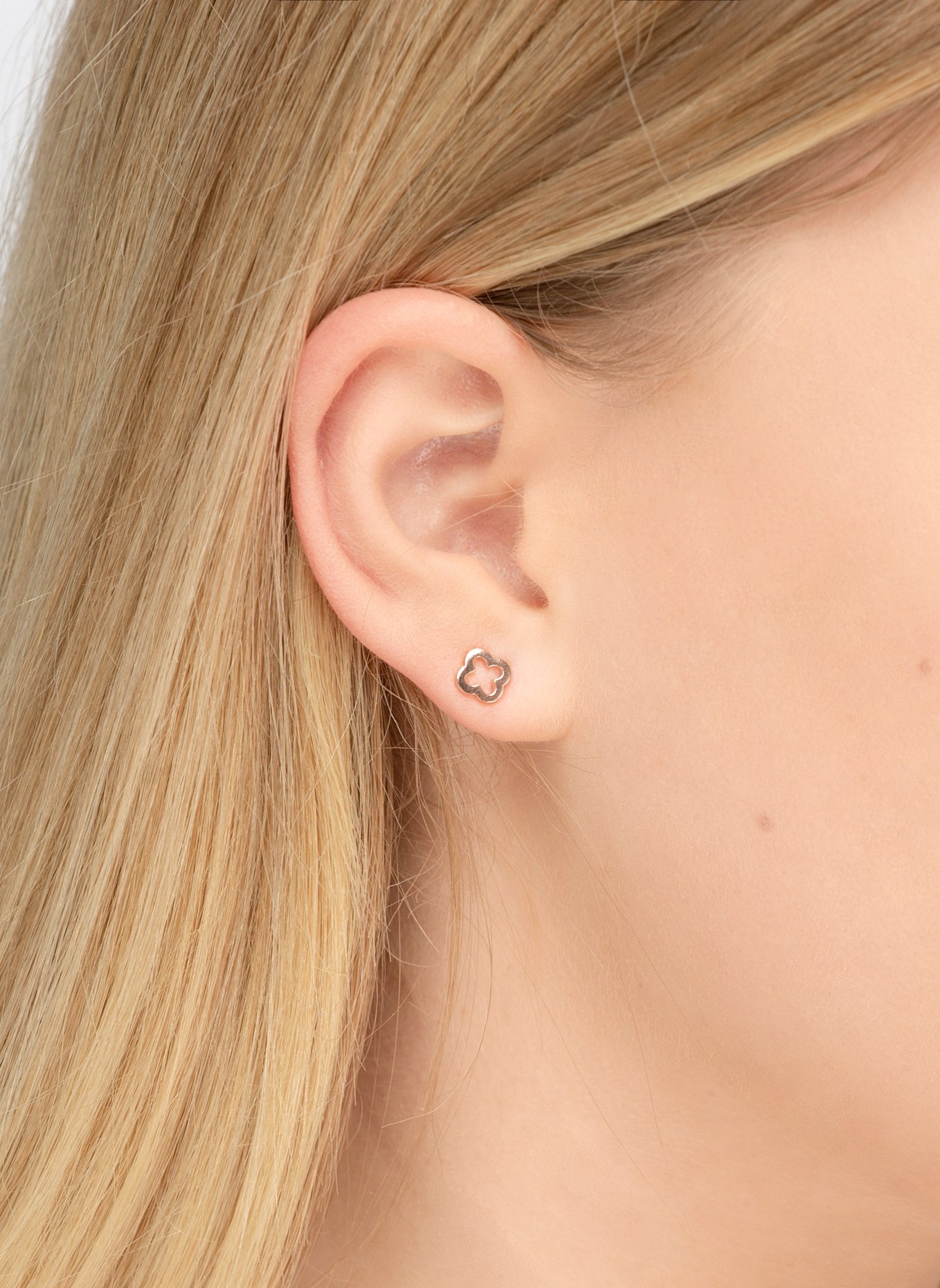 Leaf Ohrstecker CLOVER aus 14 Karat Rosegold: ROSÉGOLD