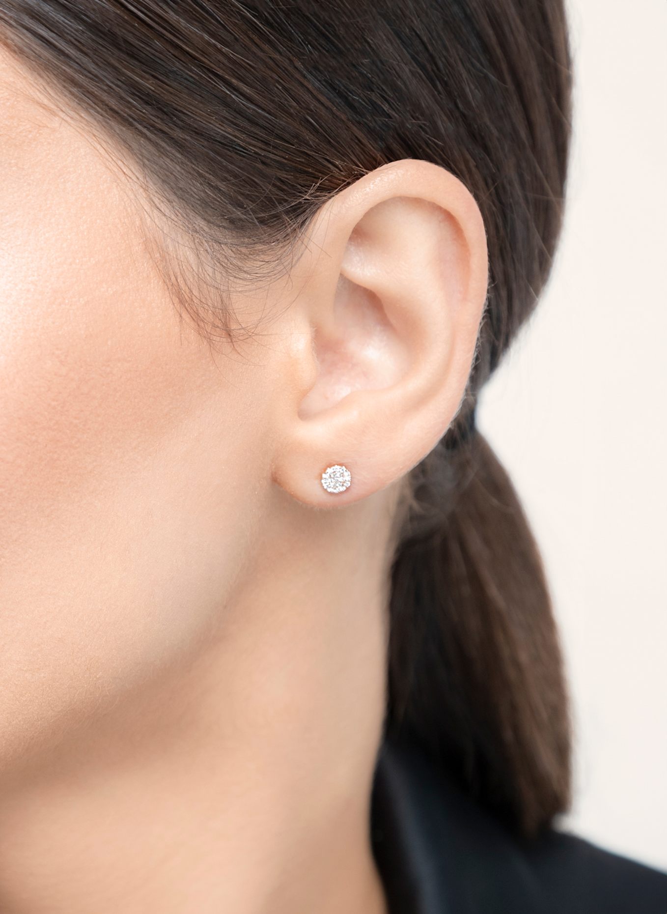 Leaf Ohrstecker PAVÉ aus 18 Karat Rosegold mit Diamanten: ROSÉGOLD