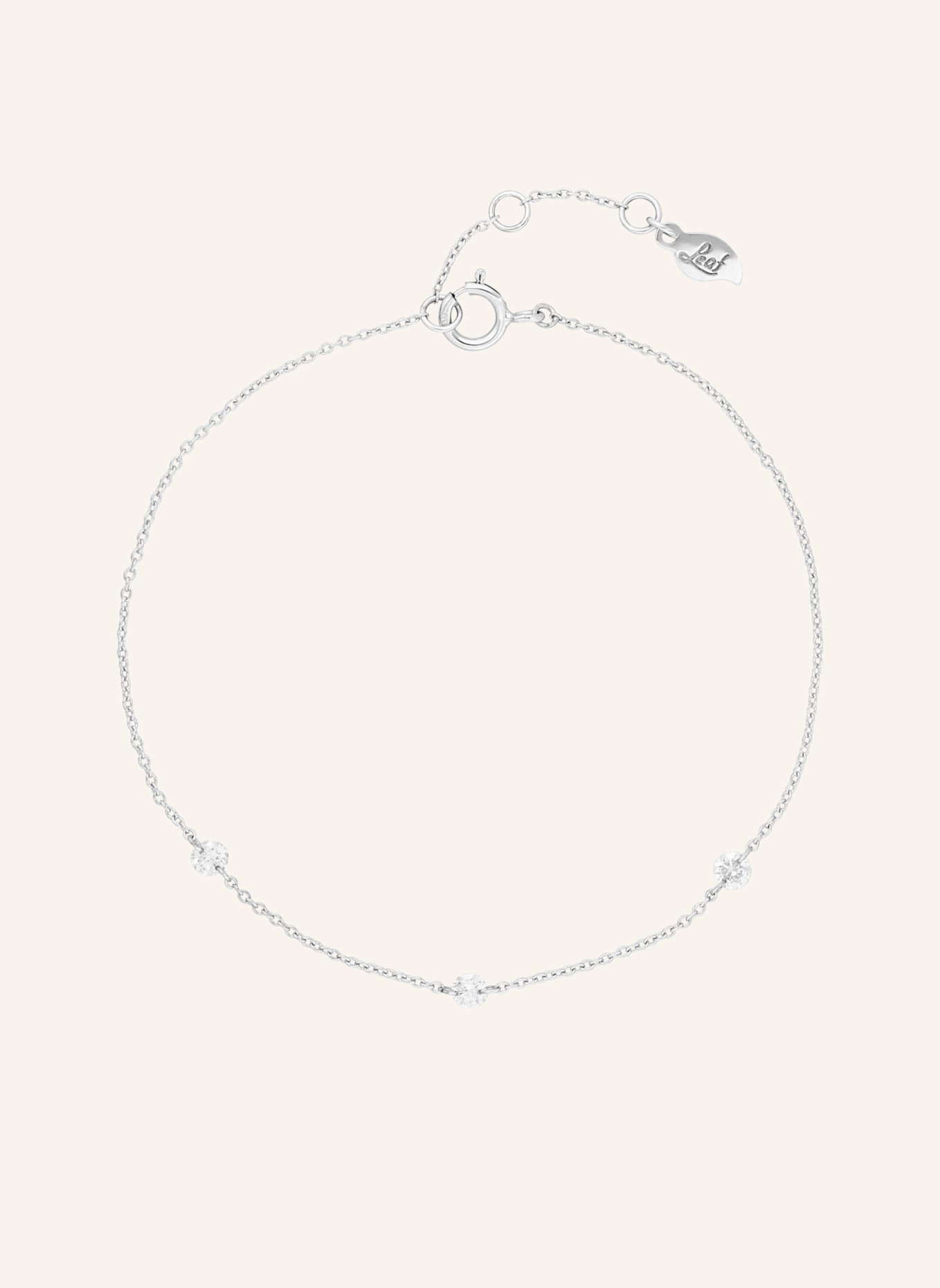 Leaf Armband PURE Triple aus 18 Karat Weißgold mit Diamanten: WEISSGOLD