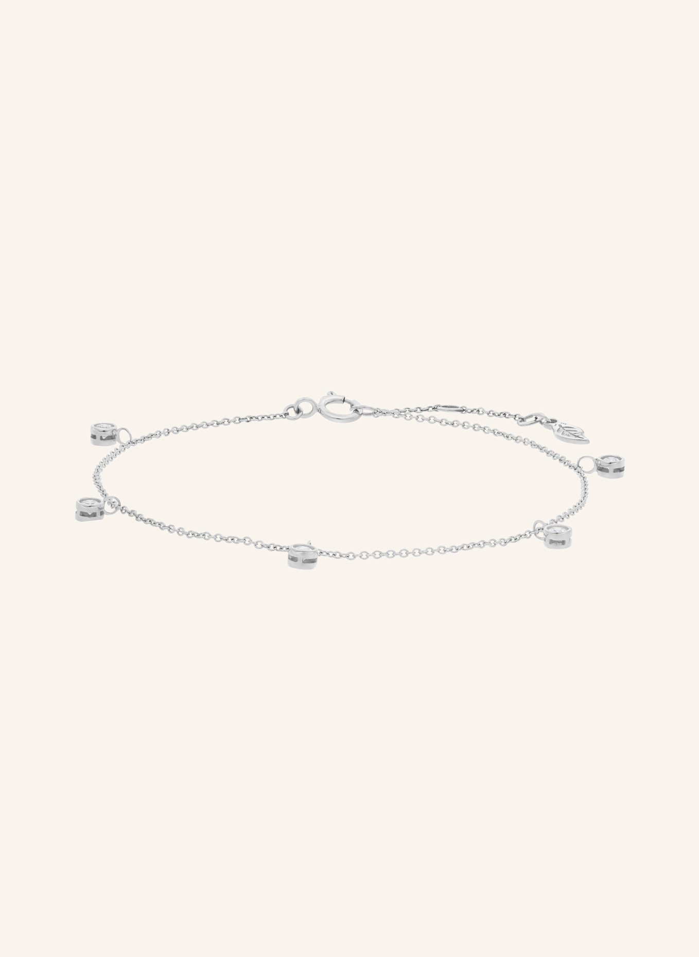 Leaf Armband MY FIRST DIAMOND Charms aus 14 Karat Weißgold mit Diamanten: WEISSGOLD