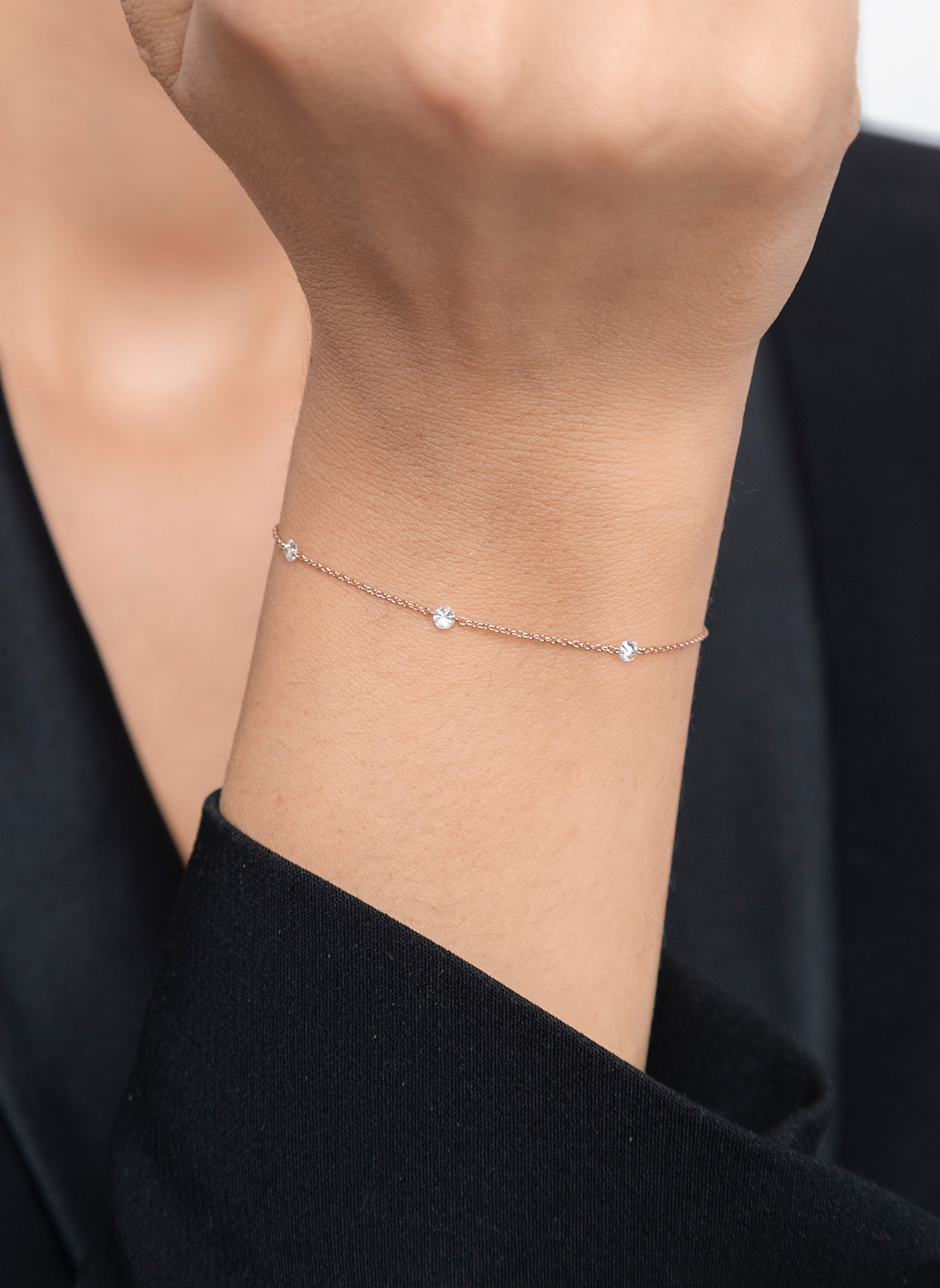 Leaf Armband PURE Triple aus 18 Karat Roségold mit Diamanten: ROSÉGOLD