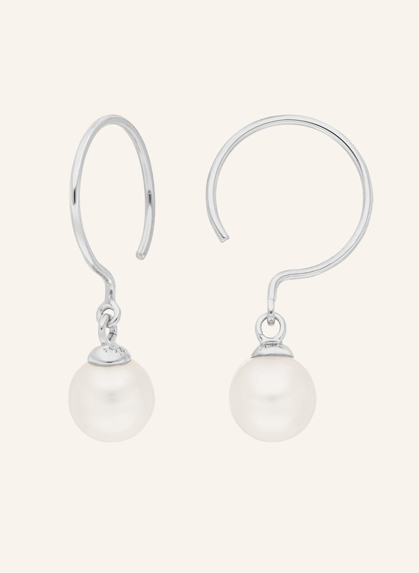 Leaf Ohrhänger SINGLE PEARLS aus 14 Karat Weißgold: WEISSGOLD