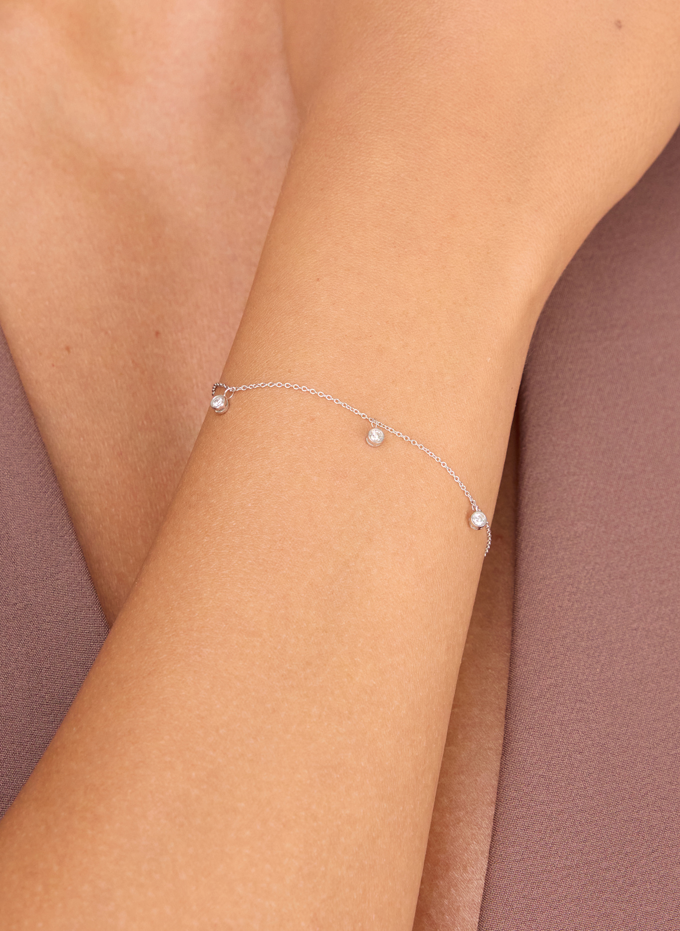 Leaf Armband MY FIRST DIAMOND Charms aus 14 Karat Weißgold mit Diamanten: WEISSGOLD