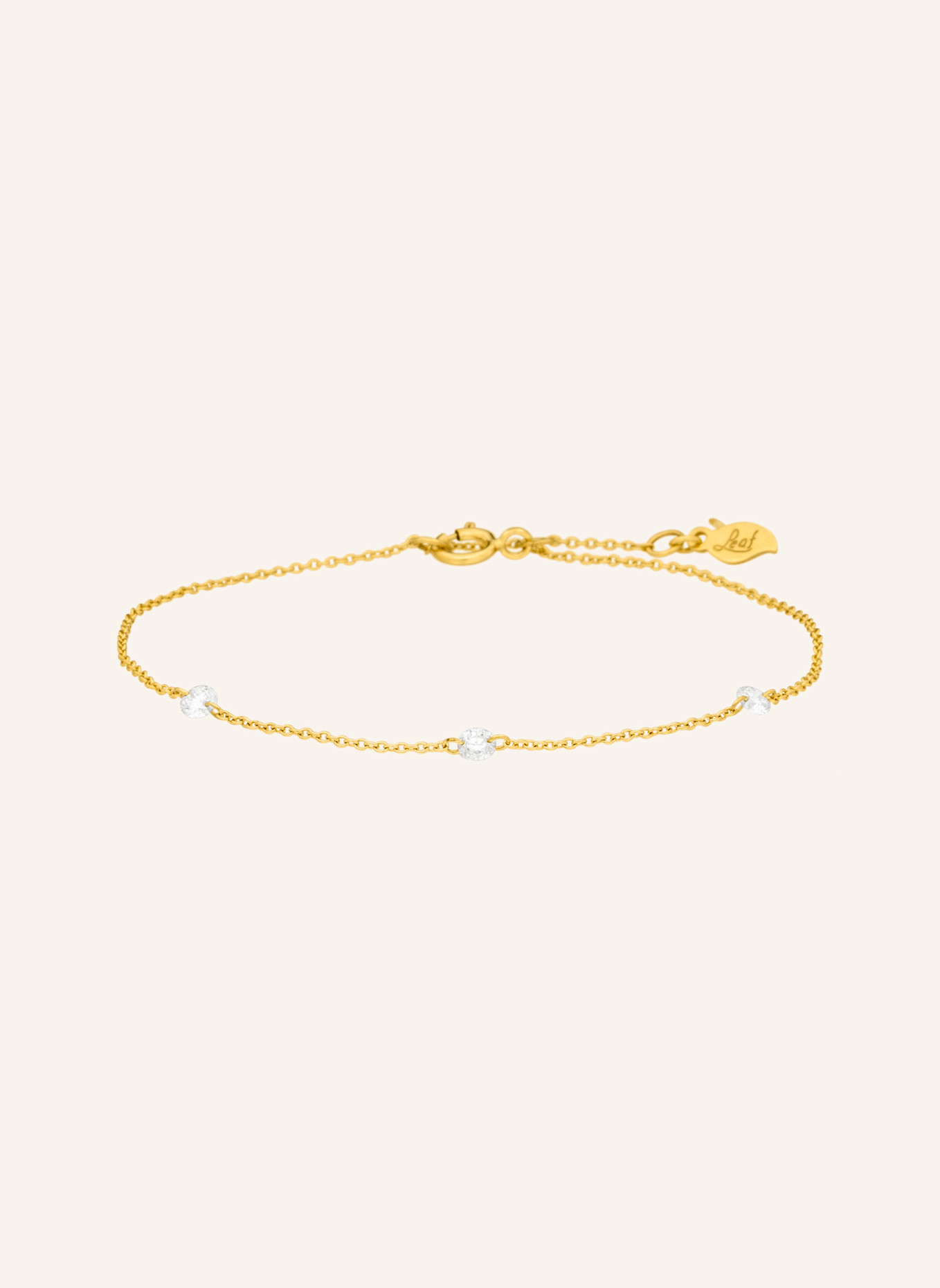 Leaf Armband PURE Triple aus 18 Karat Gelbgold mit Diamanten: GOLD