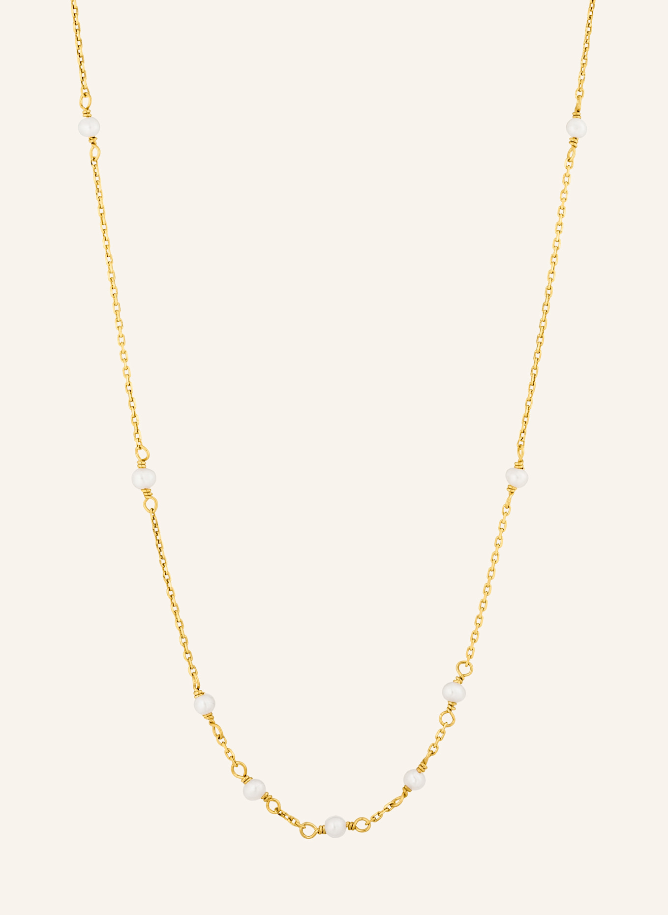 Leaf Halskette WHITE PEARLS aus 14 Karat Gelbgold: GOLD