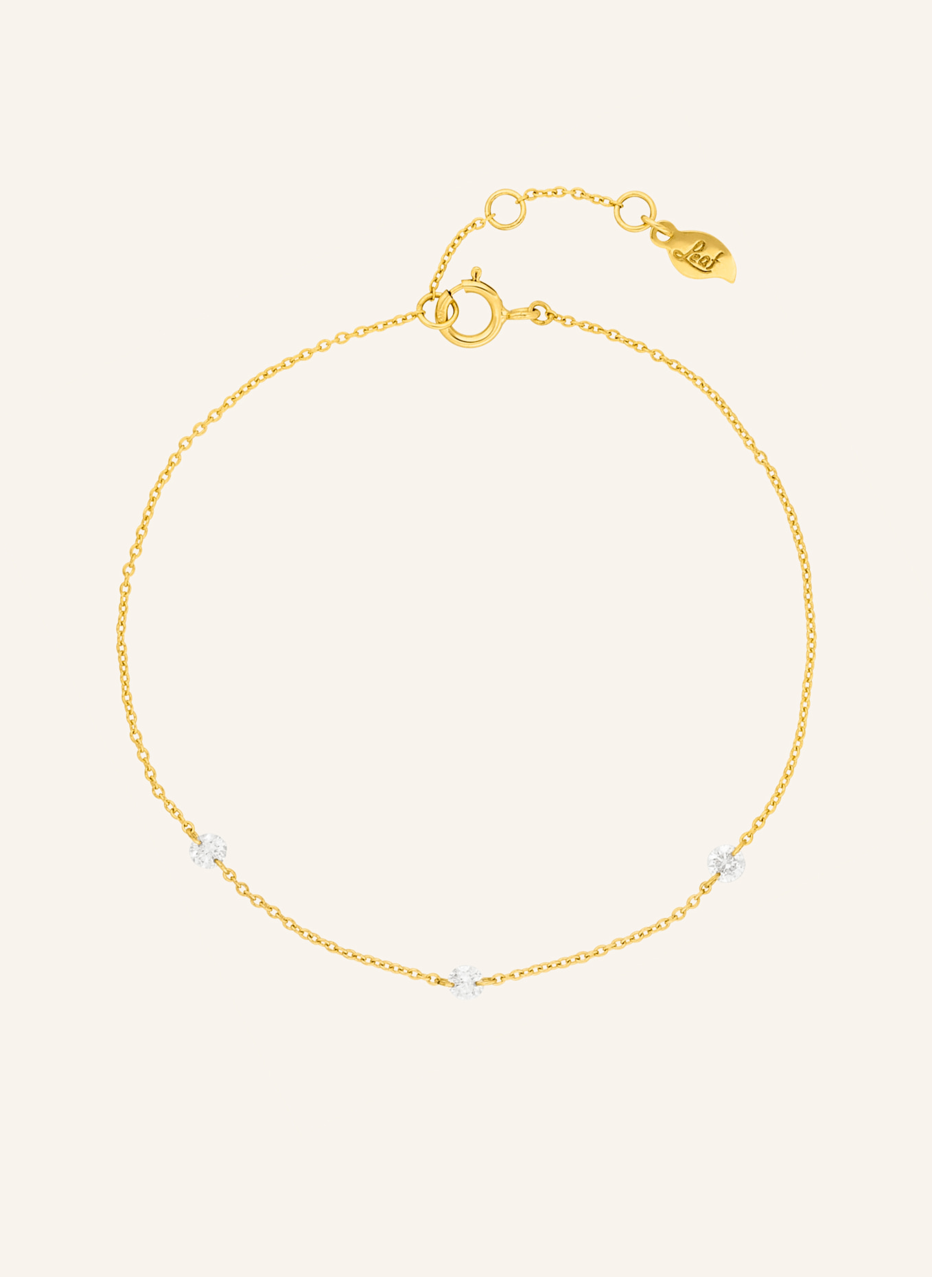 Leaf Armband PURE Triple aus 18 Karat Gelbgold mit Diamanten: GOLD