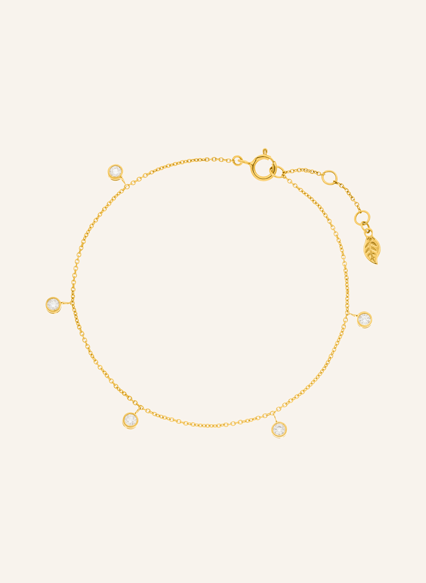 Leaf Armband MY FIRST DIAMOND Charms aus 14 Karat Gelbgold mit Diamanten: GOLD
