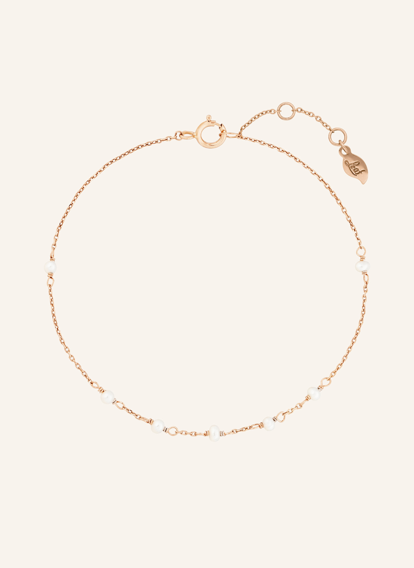 Leaf Armband WHITE PEARLS aus 14 Karat Roségold: ROSÉGOLD