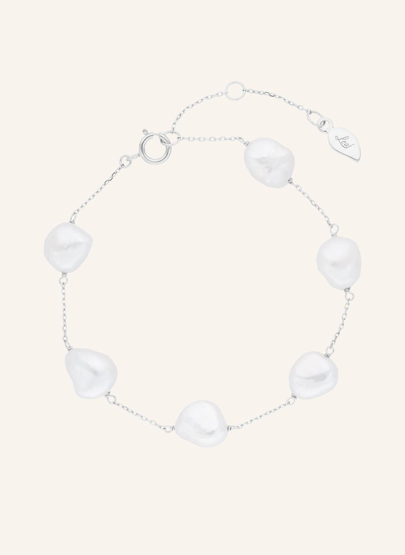 Leaf Armband BAROCK PERLS aus 14 Karat Weißgold: WEISSGOLD