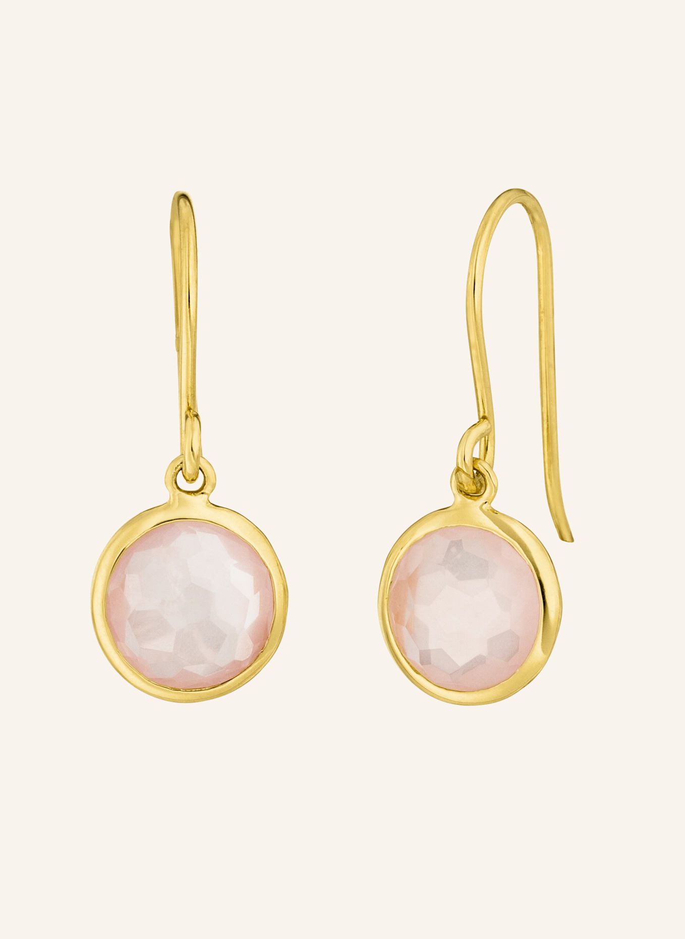 Leaf Ohrhänger ROSENQUARZ aus 14 Karat Gelbgold: GOLD