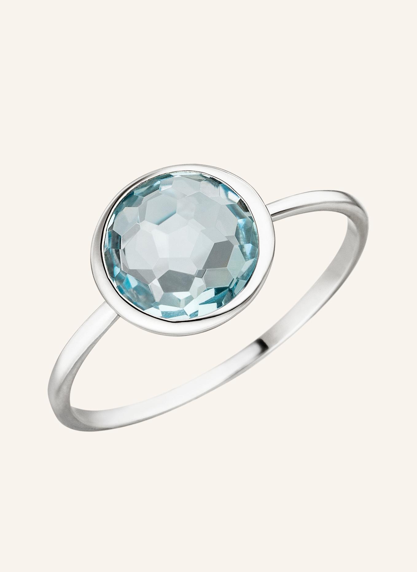 Leaf Ring BLUE TOPAZ aus 14 Karat Weißgold: WEISSGOLD
