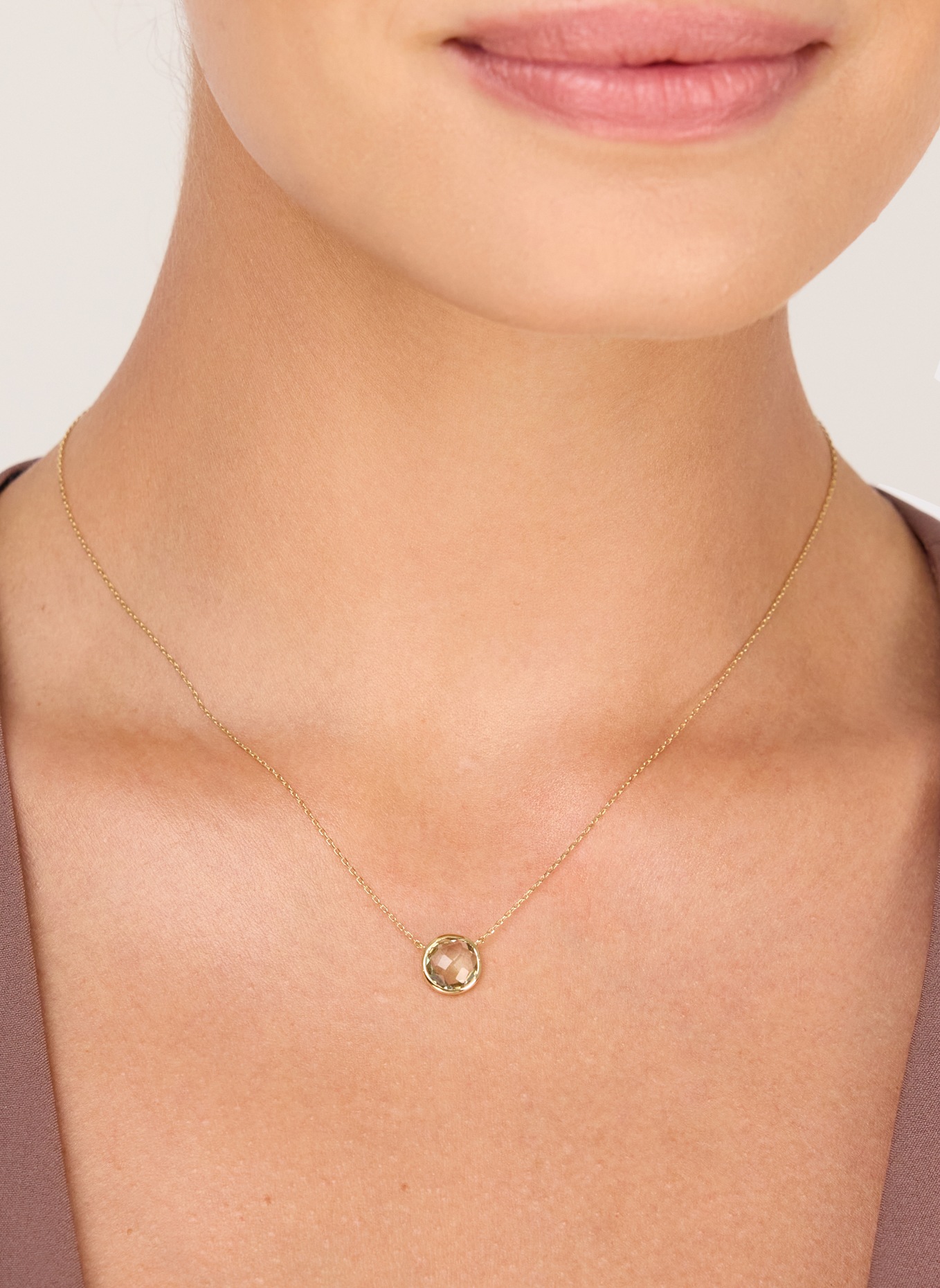 Leaf Halskette GREEN AMETHYST aus14 Karat Gelbgold: GOLD